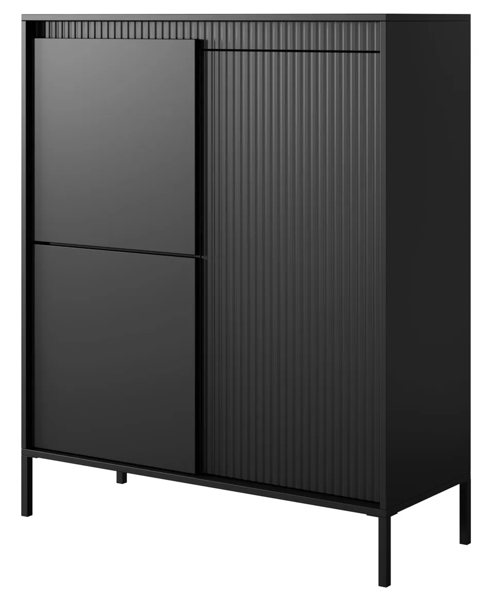 selsey-falsetto-hohe-kommode-104-cm-schwarz-3-t-ren-mit-rillenfront image 1
