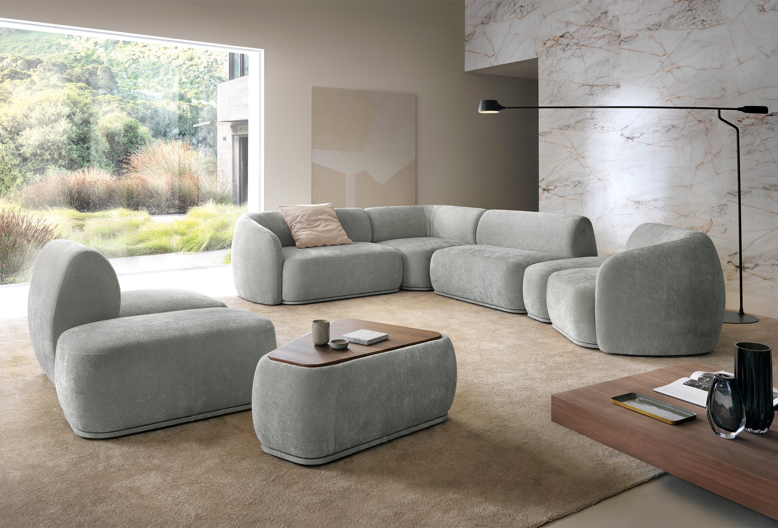 selsey-bommo-modulares-rechteckiges-pouf-grauer-chenille image 4