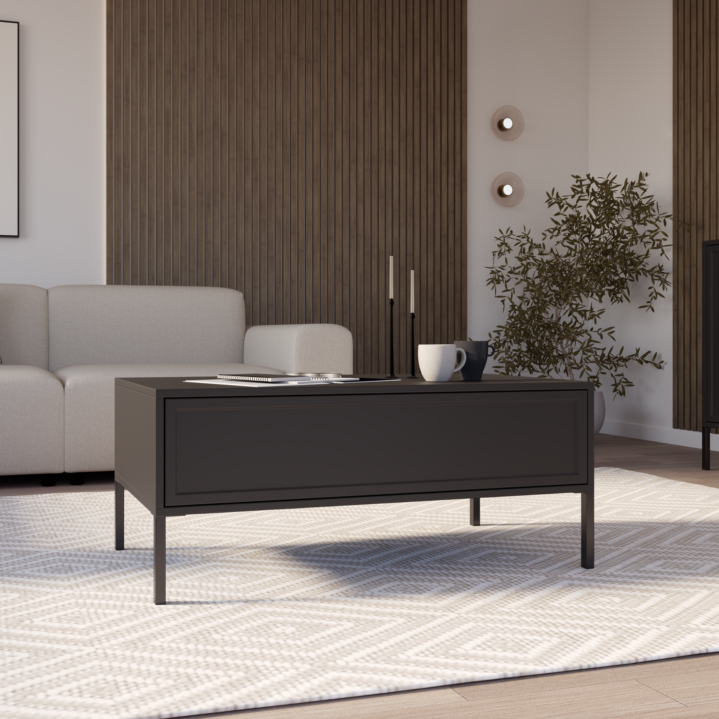 selsey-velveto-couchtisch-100x50-cm-schwarz-mit-schublade image 4