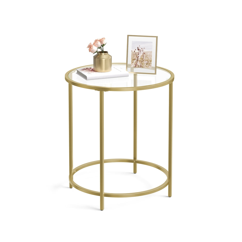 vasagle-runder-beistelltisch-mit-glasoberfl-che-gold image 2