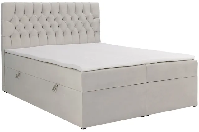 selsey-daissy-kontinentalbett-180x200-cm-hellbeige-samt-mit-stauraum-und-topper image 1