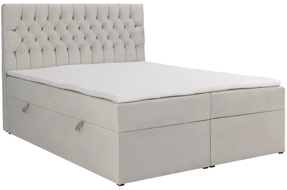 selsey-daissy-kontinentalbett-180x200-cm-hellbeige-samt-mit-stauraum-und-topper image 1