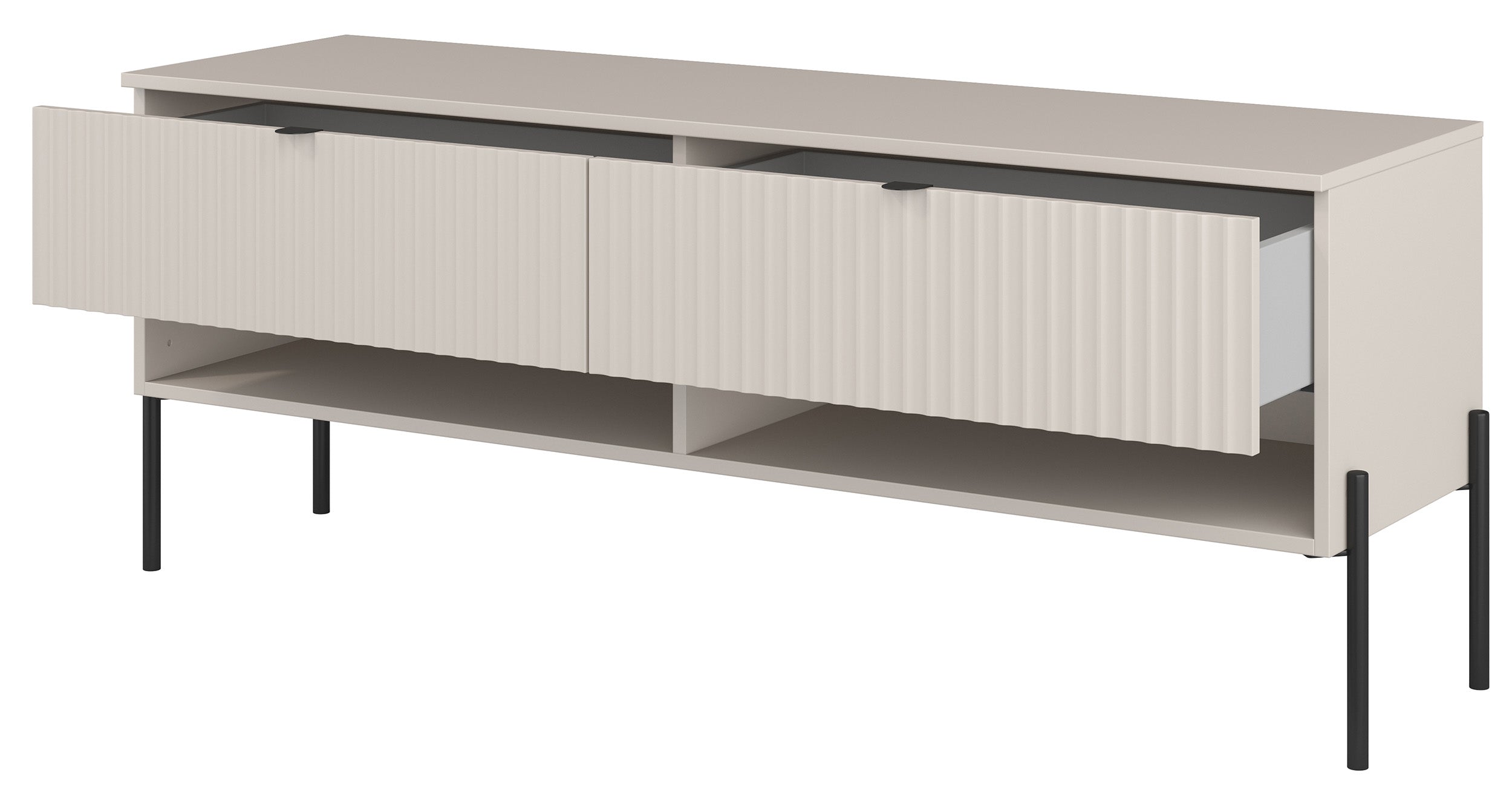 selsey-ore-tv-schrank-140-cm-kaschmir-mit-geriffelter-front-und-zwei-schubladen image 3