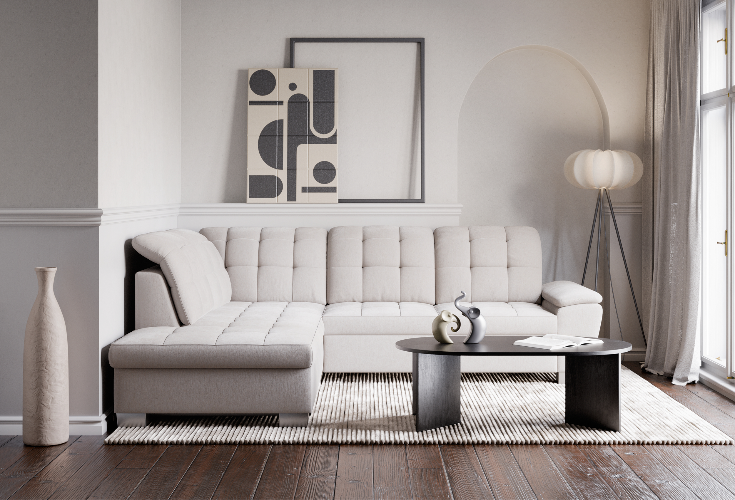 selsey-jamaal-ecksofa-mit-schlaffunktion-links-l-form-cremefarbenes-geflecht-mit image 2