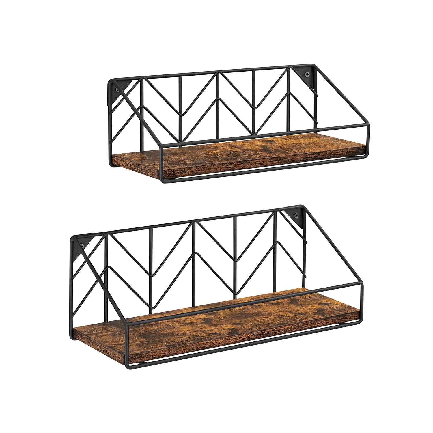 vasagle-wandregale-3er-set-vintagebraun-schwarz-holz-stahl image 2