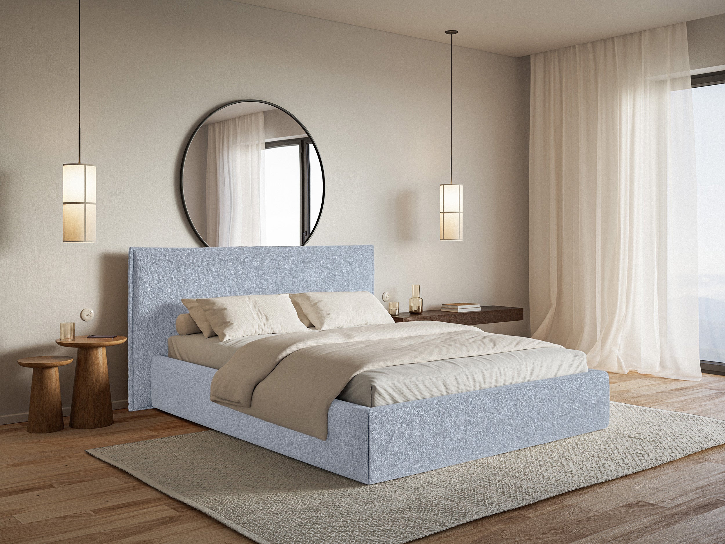 selsey-softie-polsterbett-160x200-cm-mit-stauraum-hellblau-chenille-metallrahmen image 2