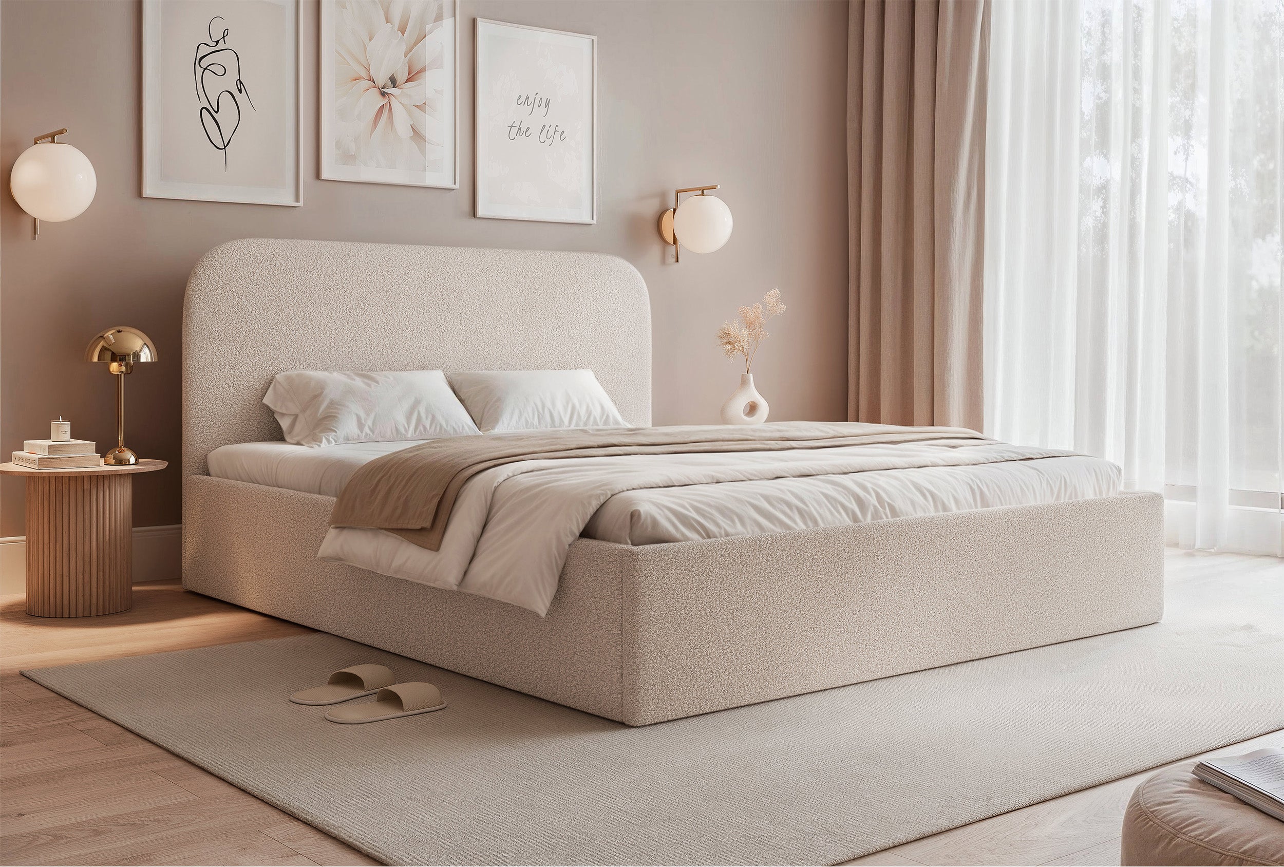 selsey-sonvivo-polsterbett-160x200-cm-mit-bettkasten-grau-beige-boucl-metallrahm image 2