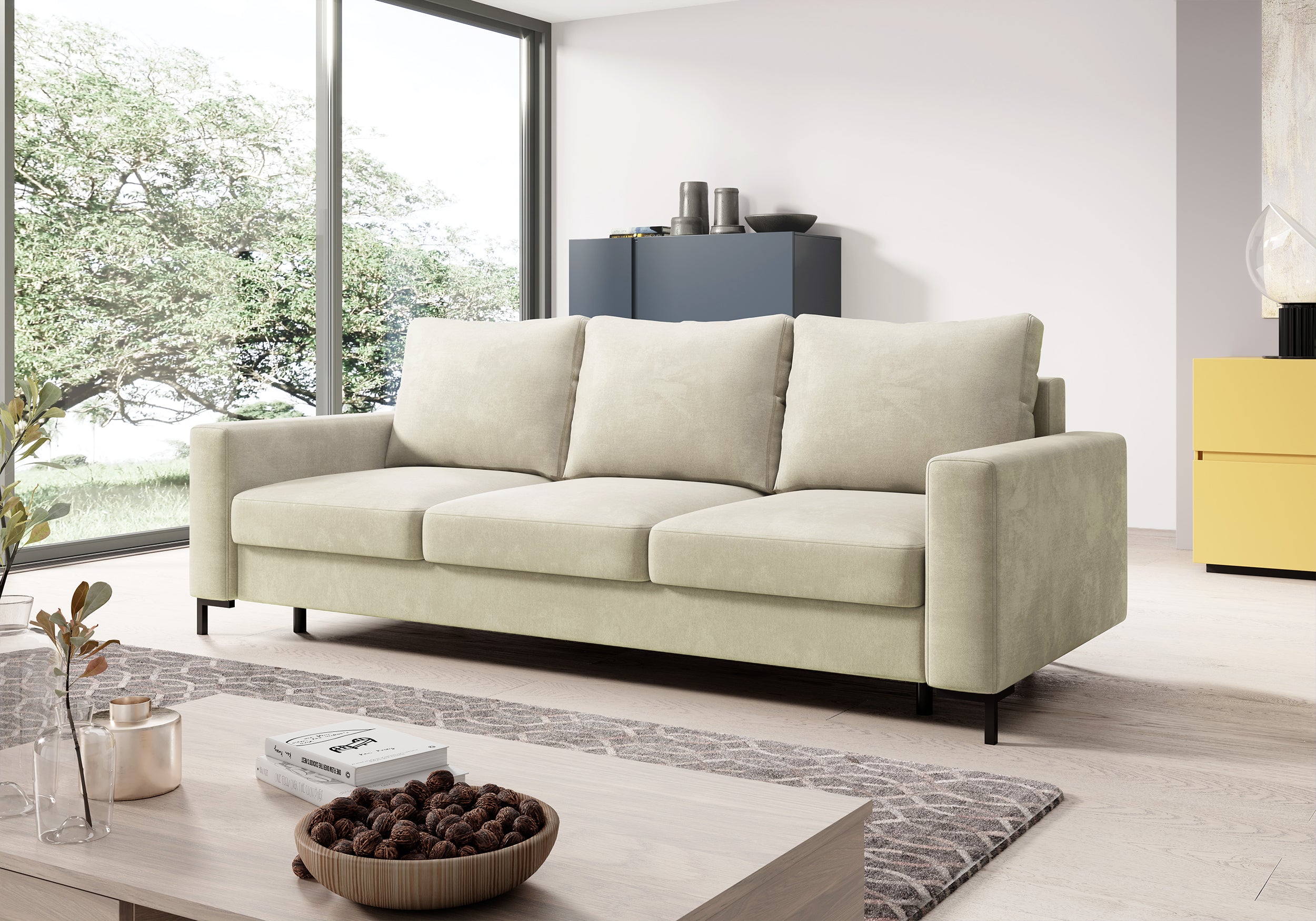 selsey-mokpeo-dreisitziges-ausklappbares-sofa-mit-stauraum-beige-samtstoff image 3