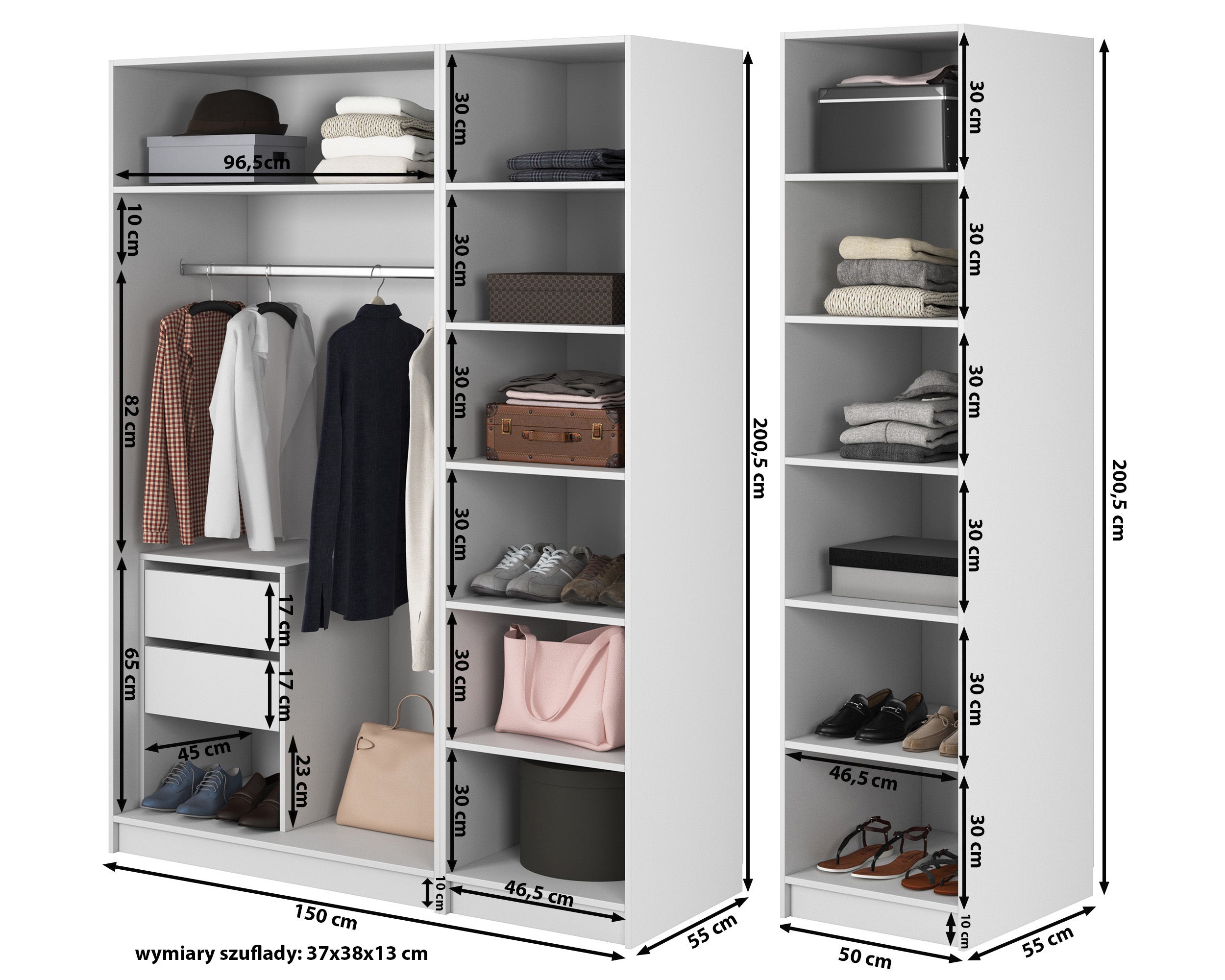 selsey-frame-viertr-riger-kleiderschrank-200-cm-schwarz-mit-kleiderstange-regale image 7