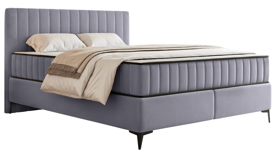 selsey-mufasso-kontinentales-bett-160x200-cm-mit-stauraum-hellgrau-velours image 1