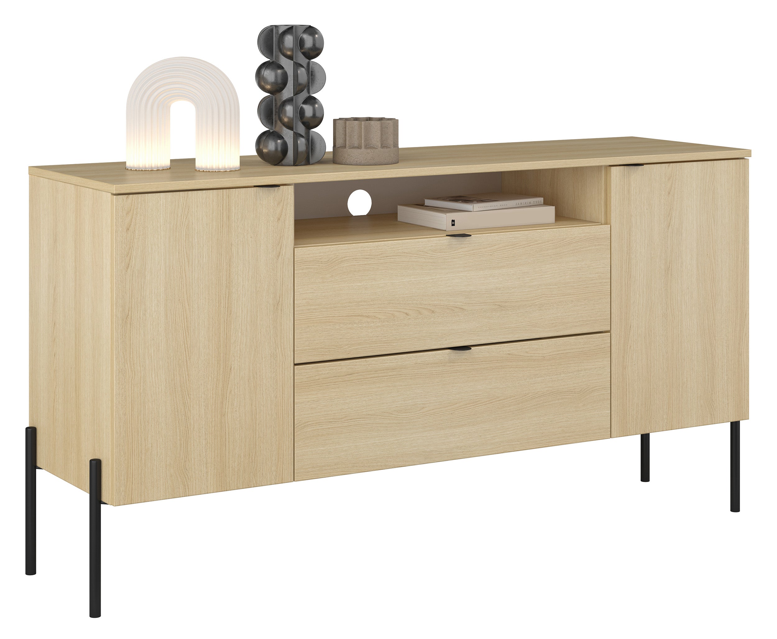 selsey-ore-zweit-rige-kommode-140-cm-mit-zwei-schubladen-lindberg-eiche image 1