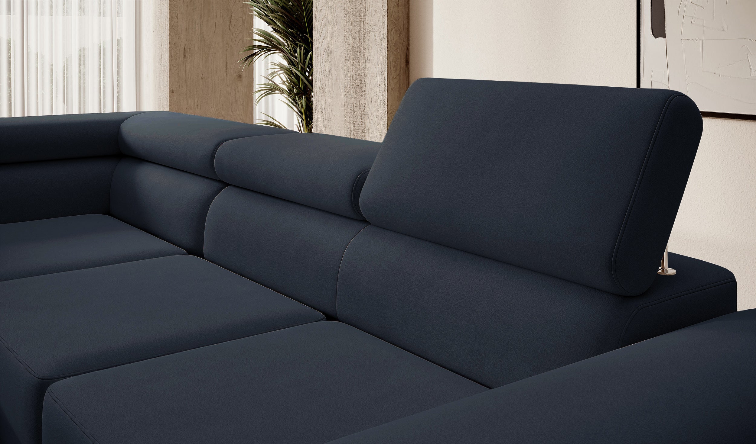 selsey-stevil-ecksofa-l-links-mit-schlaffunktion-und-stauraum-marineblauer-samt image 6