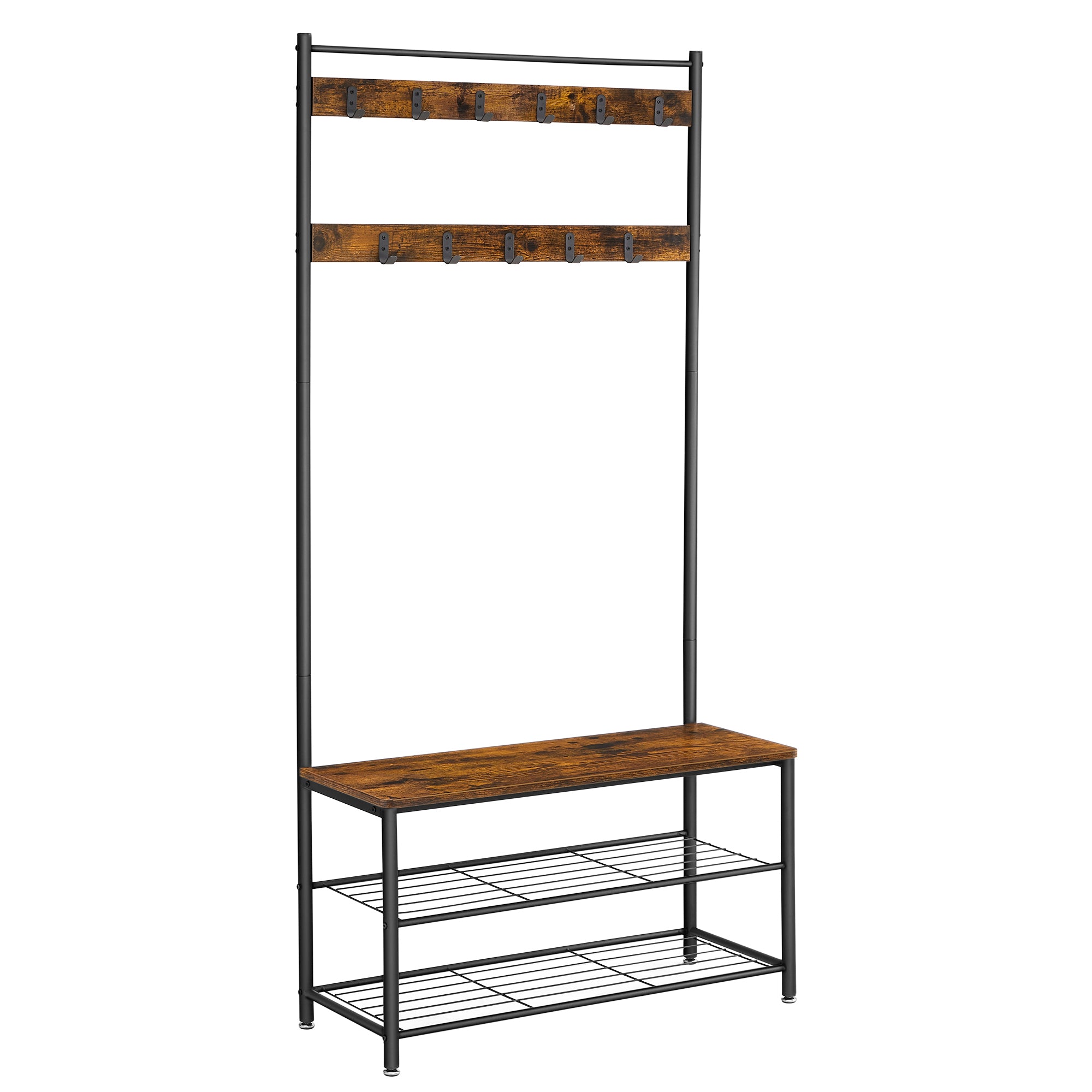 vasagle-garderobenst-nder-mit-3-ablagen-und-9-haken-32-x-85-x-175-cm-vintagebrau image 1