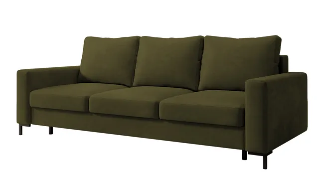 selsey-mokpeo-dreisitziges-ausklappbares-sofa-olivgr-ner-samt-mit-stauraum image 1