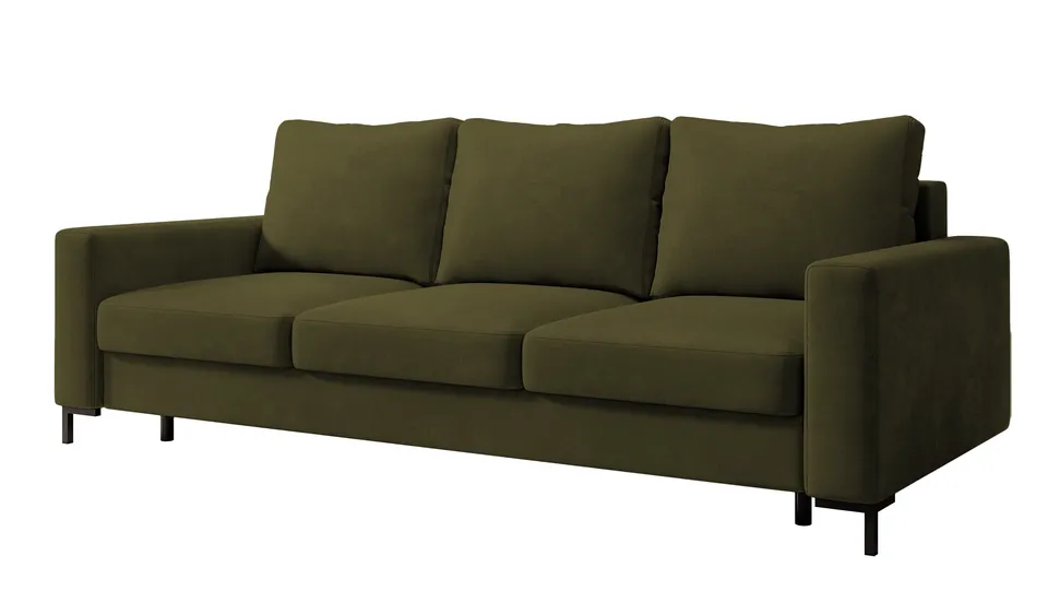 selsey-mokpeo-dreisitziges-ausklappbares-sofa-olivgr-ner-samt-mit-stauraum image 1