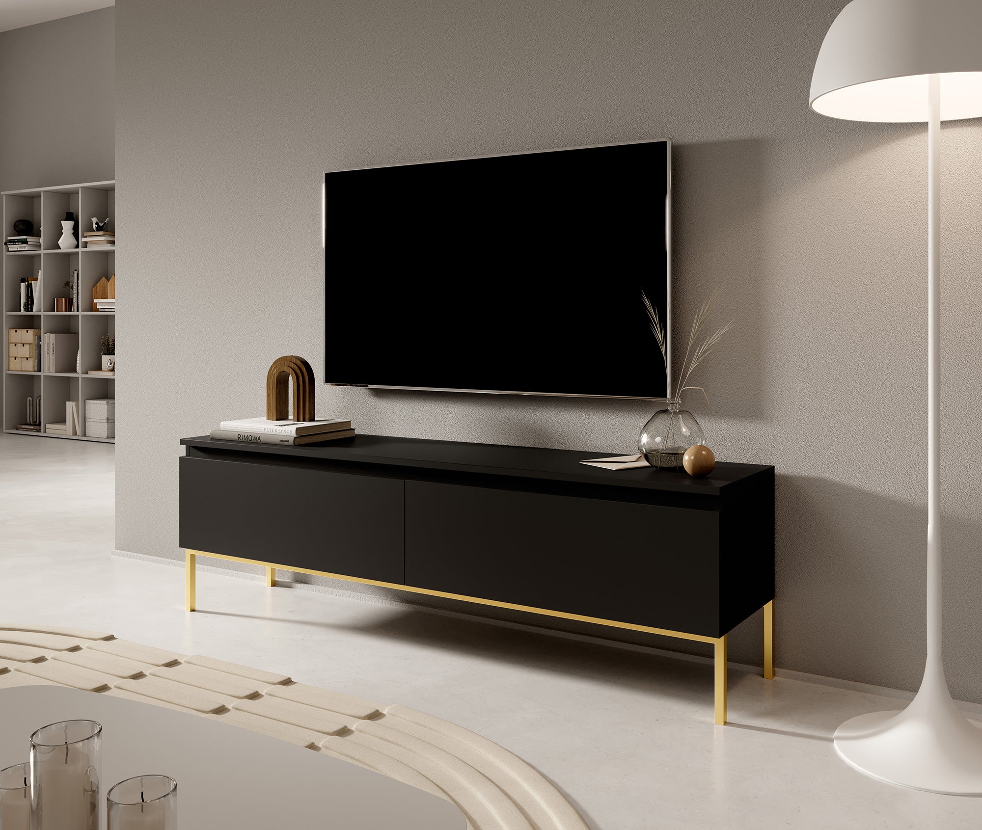 selsey-bemmi-tv-schrank-150-cm-schwarz-mit-goldenen-beinen image 2