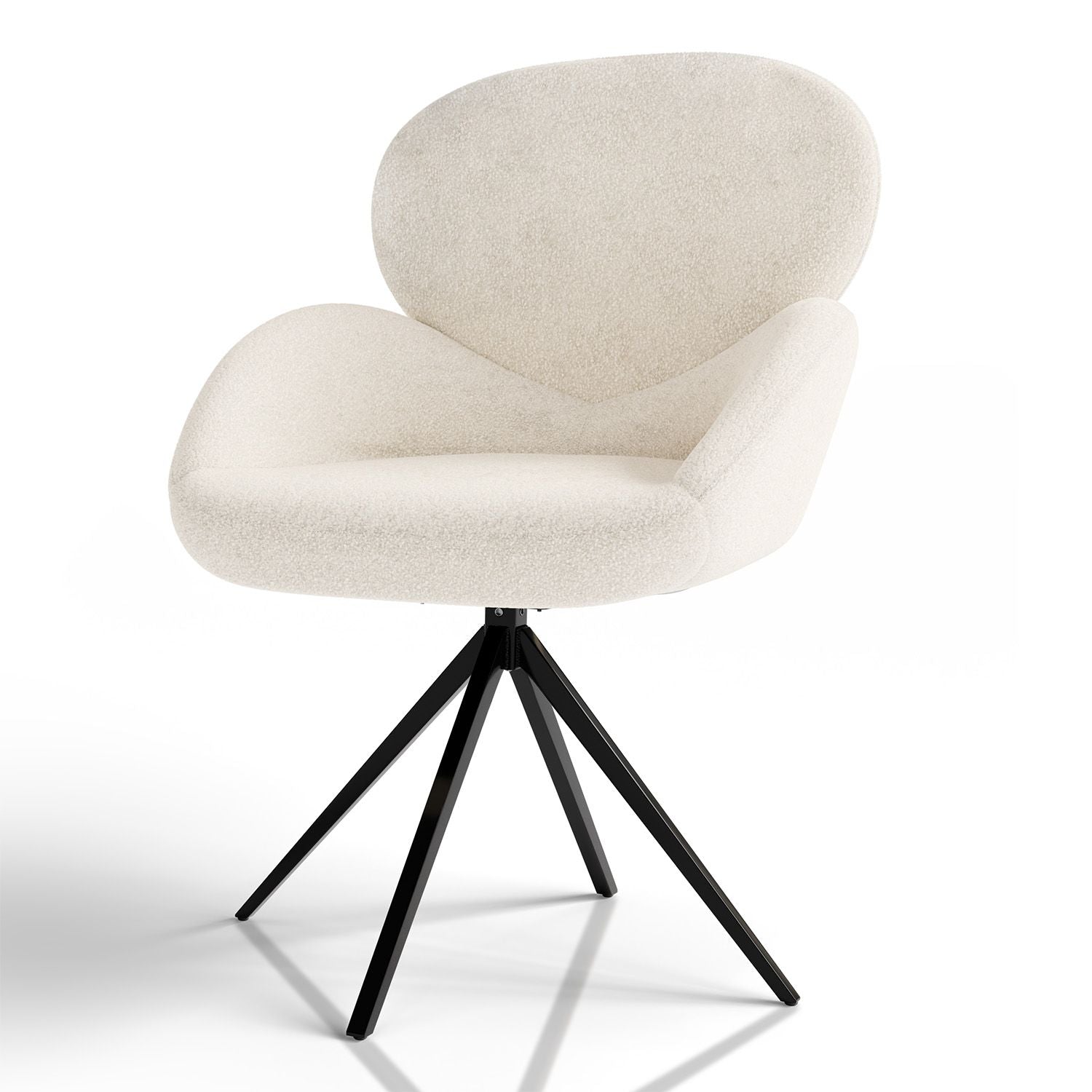 juskys-drehstuhl-albano-boucl-creme-esszimmerstuhl-360 image 1