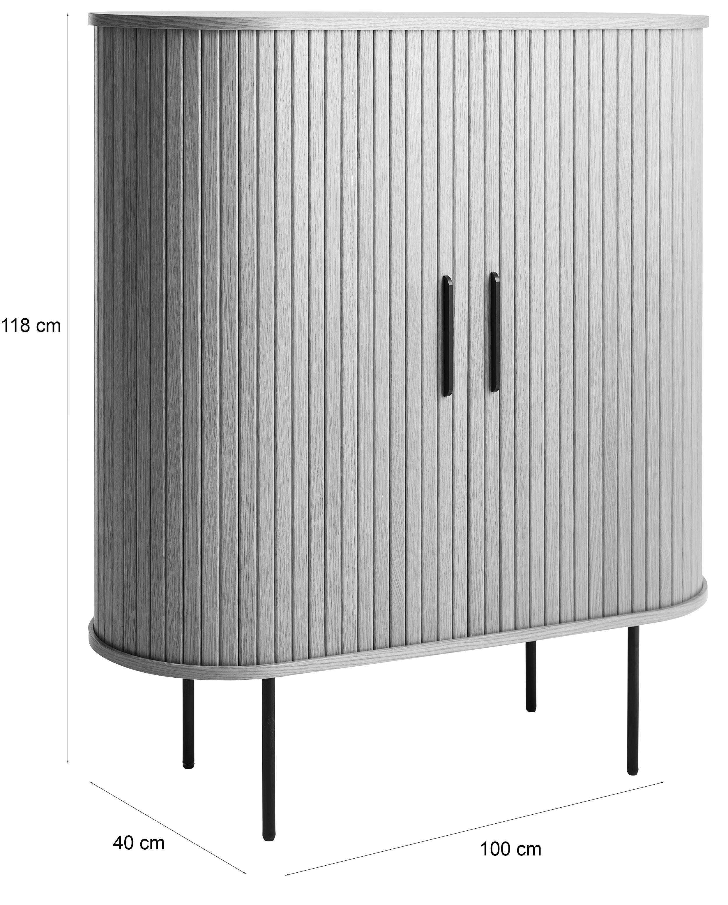selsey-gativel-hohe-kommode-100-cm-mit-lamellen-schwarz-eiche-glashalterungen image 4