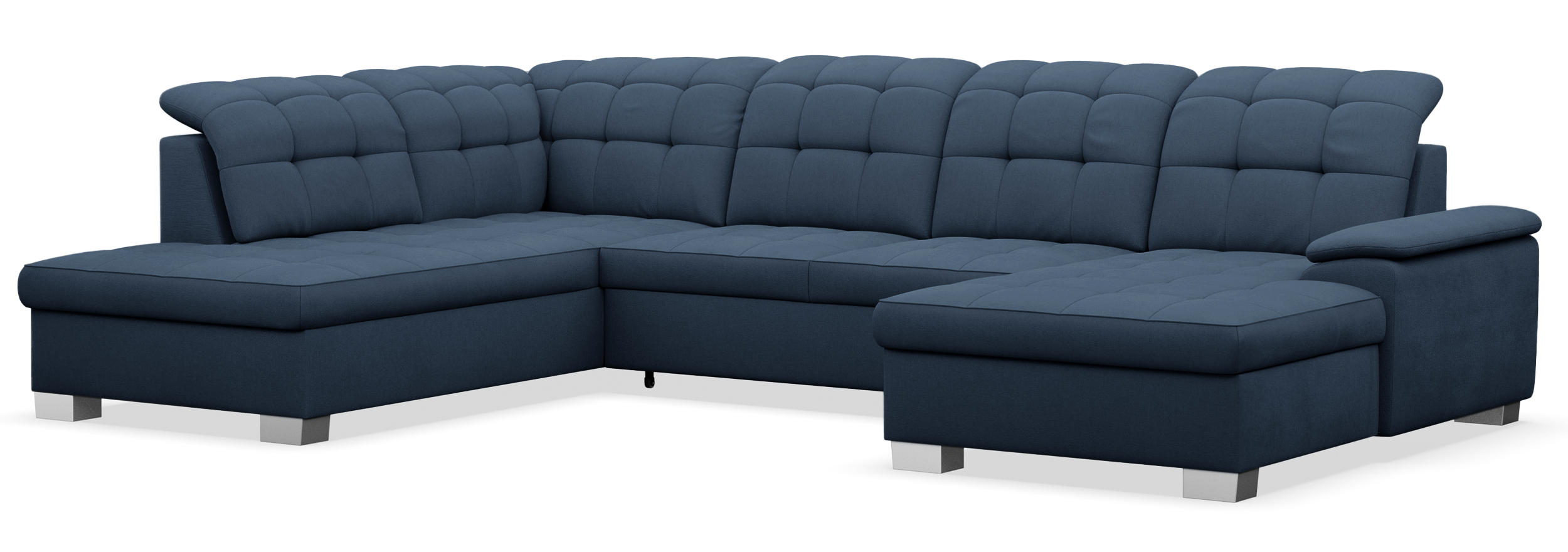 selsey-jamaal-ecksofa-mit-schlaffunktion-u-f-rmig-rechts-marineblauer-flechtstof image 4