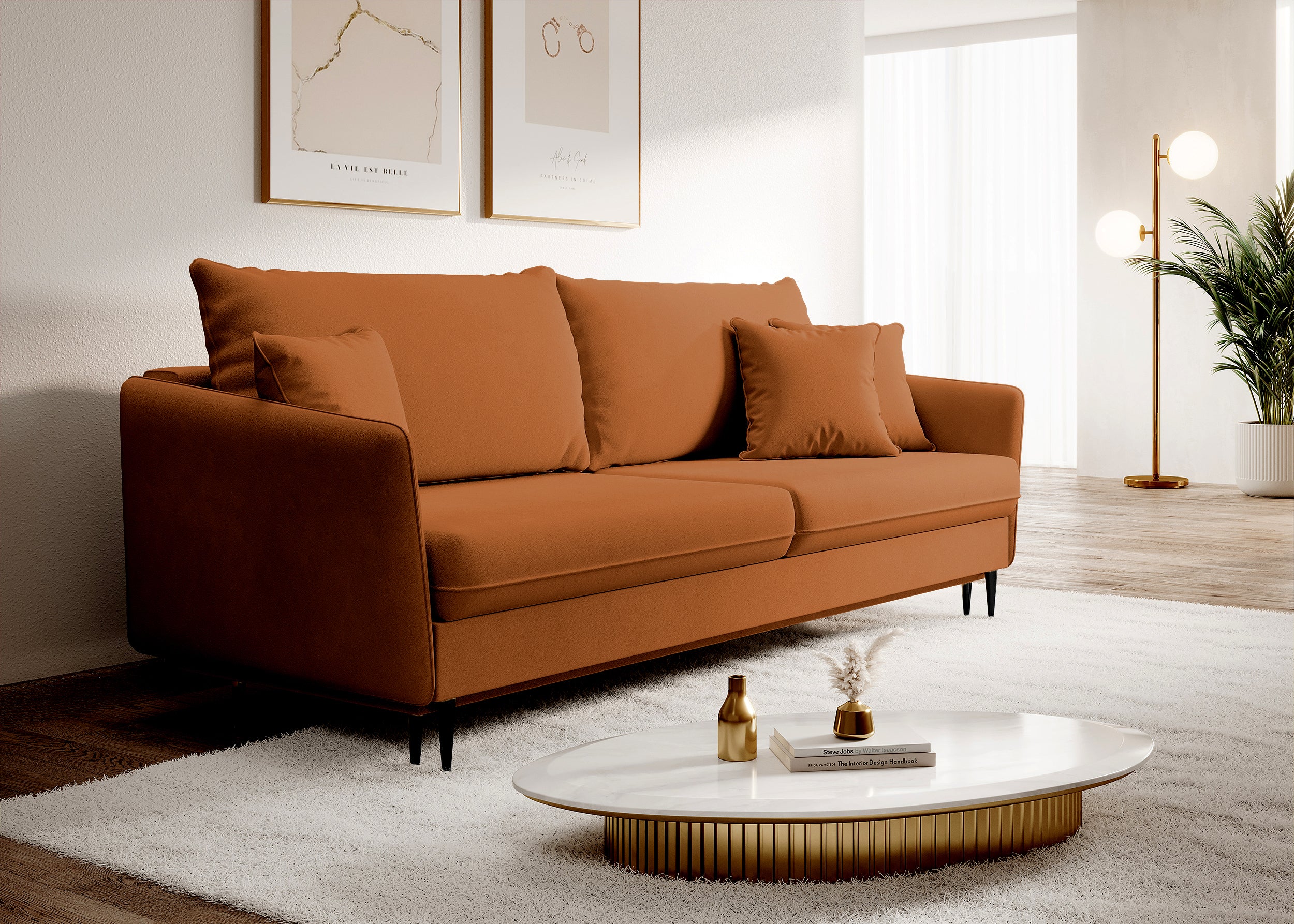 selsey-volio-3-sitzer-ausklapp-sofa-in-kupferfarbenem-samt-hydrophob-schwarze-be image 3