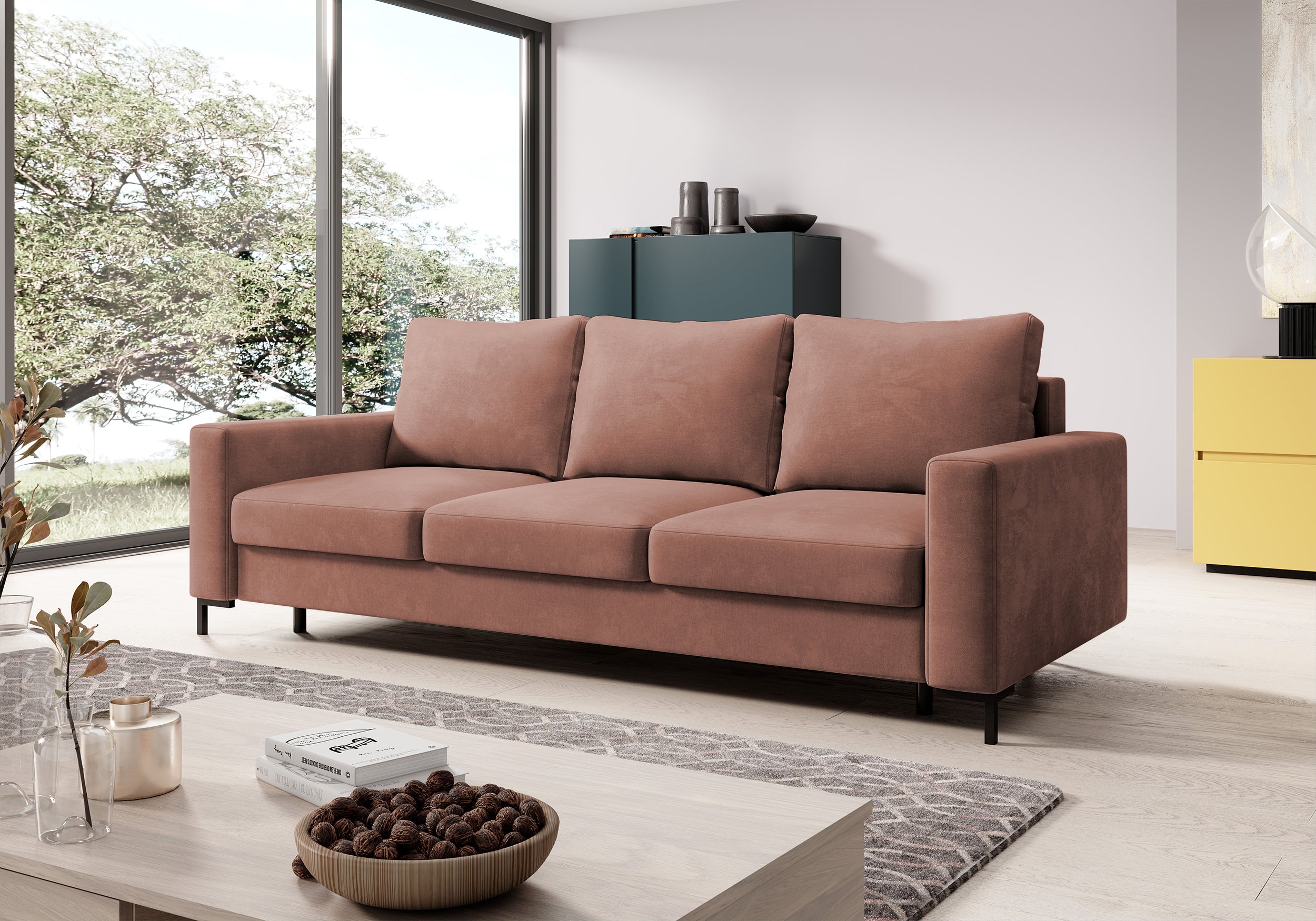 selsey-mokpeo-3-sitzer-schlafsofa-mit-stauraum-rosa-velours image 3