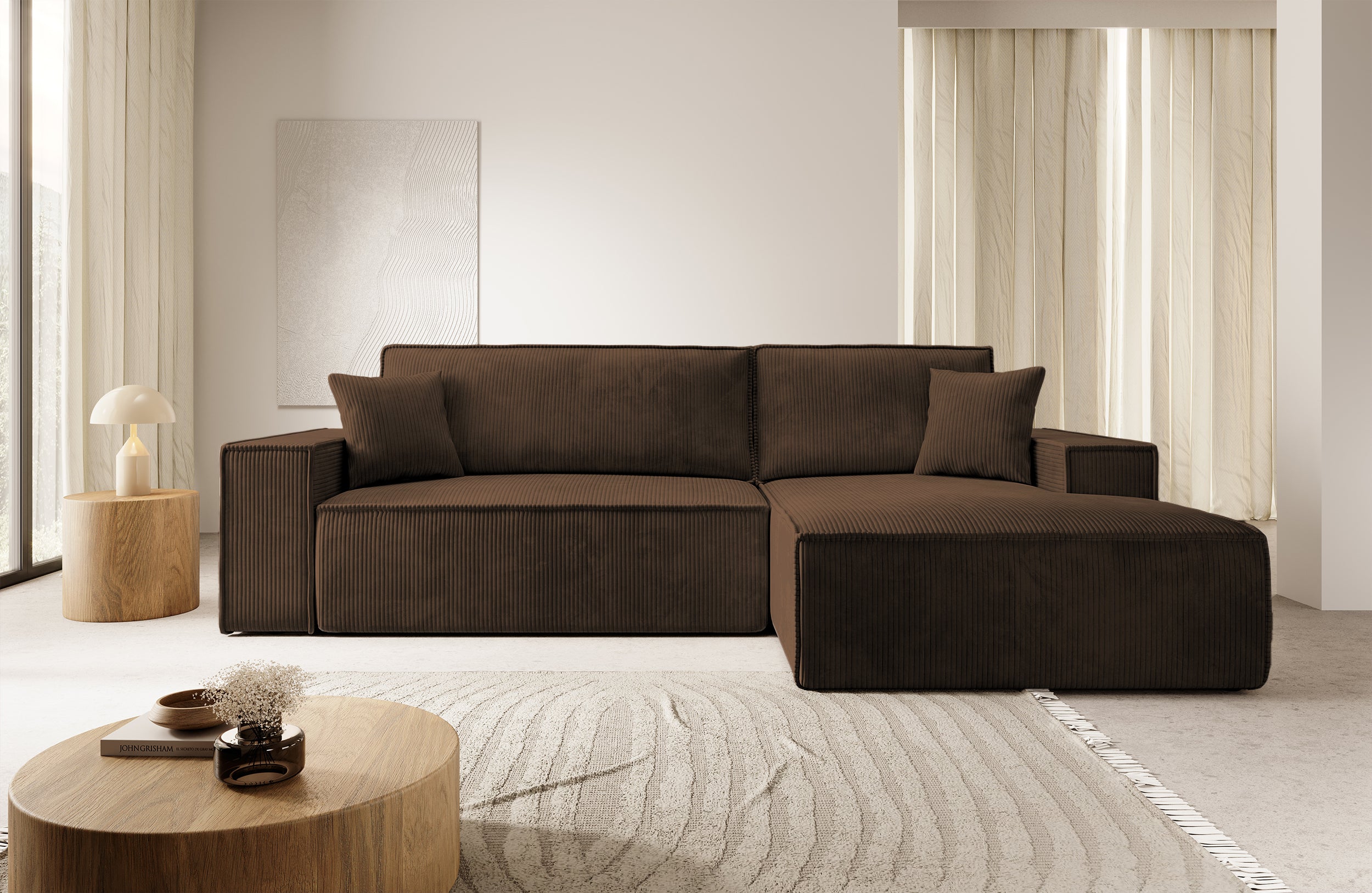 selsey-farese-new-ecksofa-l-form-rechts-mit-schlaffunktion-brauner-cord-stauraum image 2