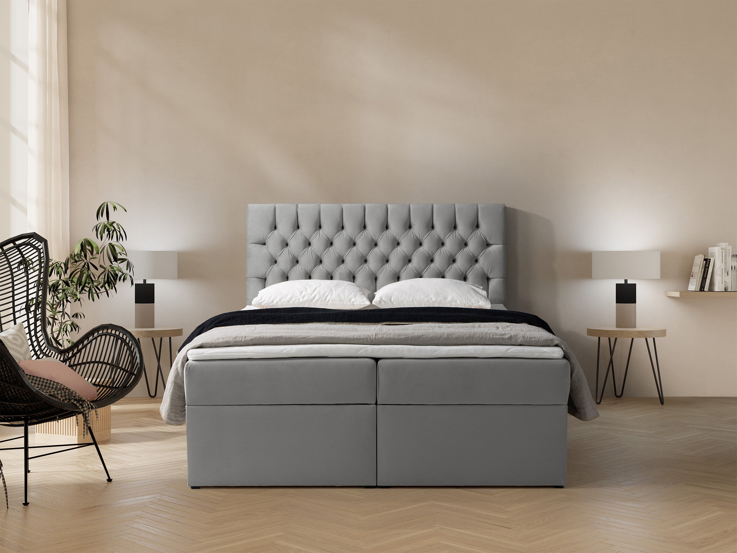 selsey-daissy-kontinentalbett-160x200-cm-mit-stauraum-und-topper-grauer-samt image 2