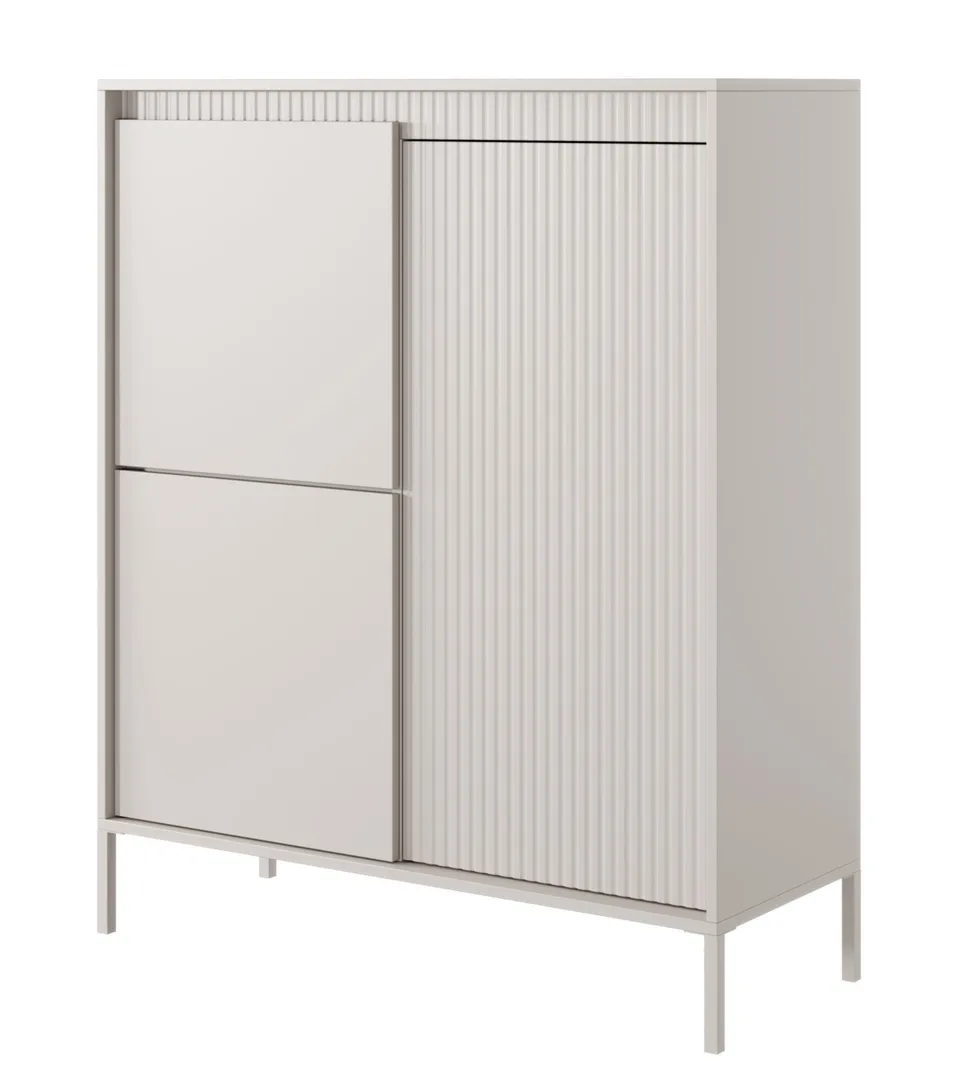 selsey-falsetto-hohe-kommode-mit-3-t-ren-und-gerillten-fronten-104-cm-beige image 1
