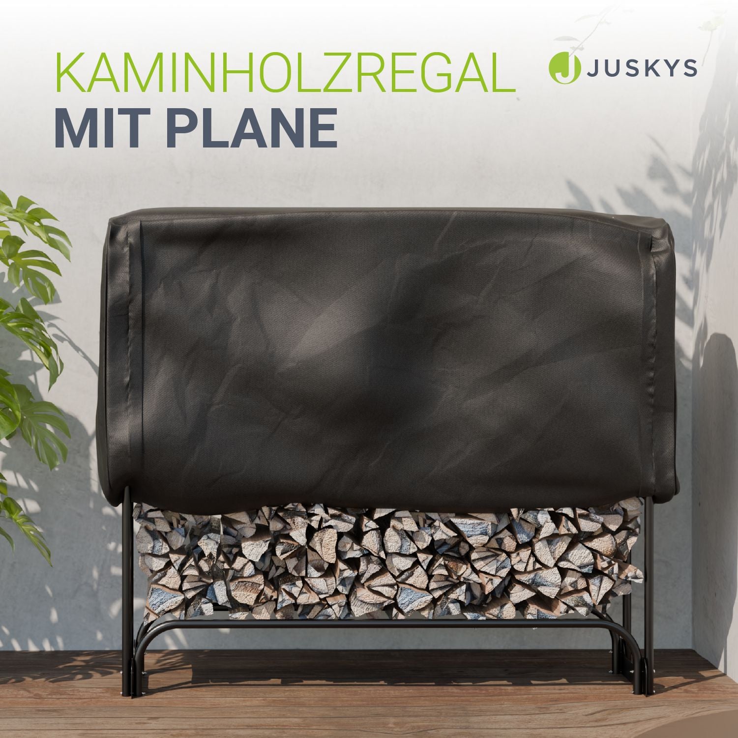juskys-kaminholzregal-m-au-en-130x117-cm-mit-abdeckung image 2