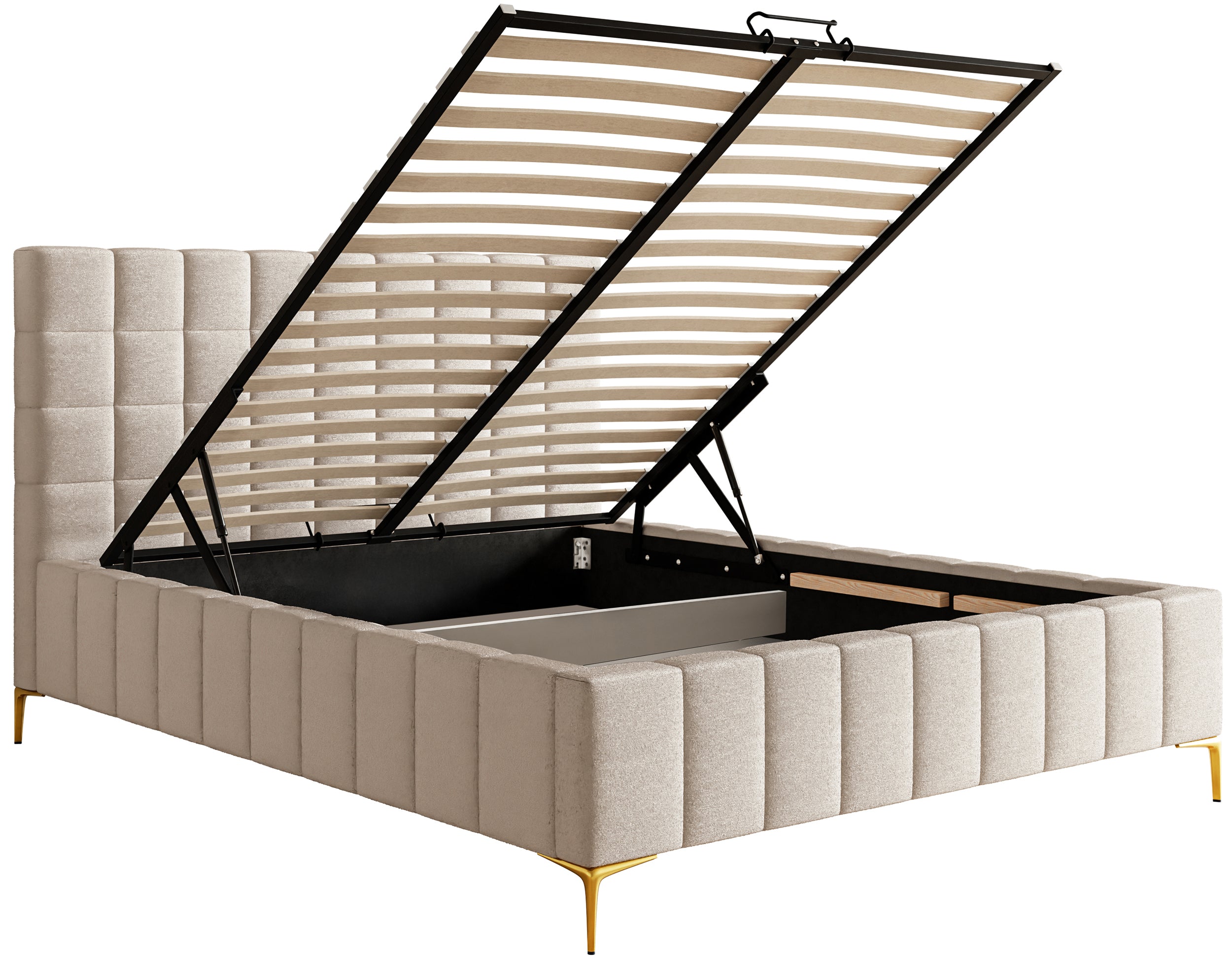 selsey-szejlo-gepolstertes-bett-160x200-cm-mit-stauraum-grau-beiger-chenillestof image 5