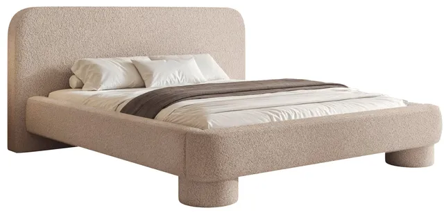 selsey-fredo-gepolstertes-bett-160x200-cm-mit-stauraum-beiges-boucl image 1