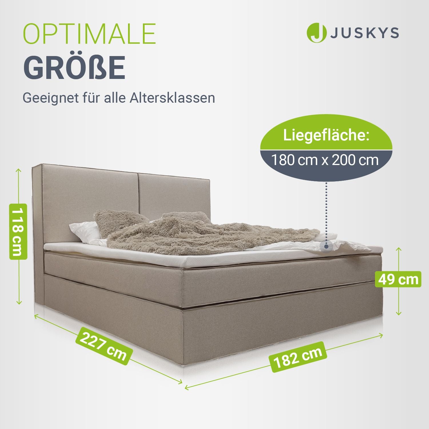 juskys-boxspringbett-detroit-chenille-stoff-beige-mit-topper image 6