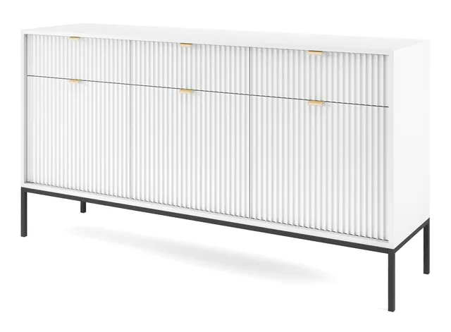 selsey-vellore-dreht-r-kommode-154-cm-wei-mit-gerillten-fronten-und-goldenen-gri image 1
