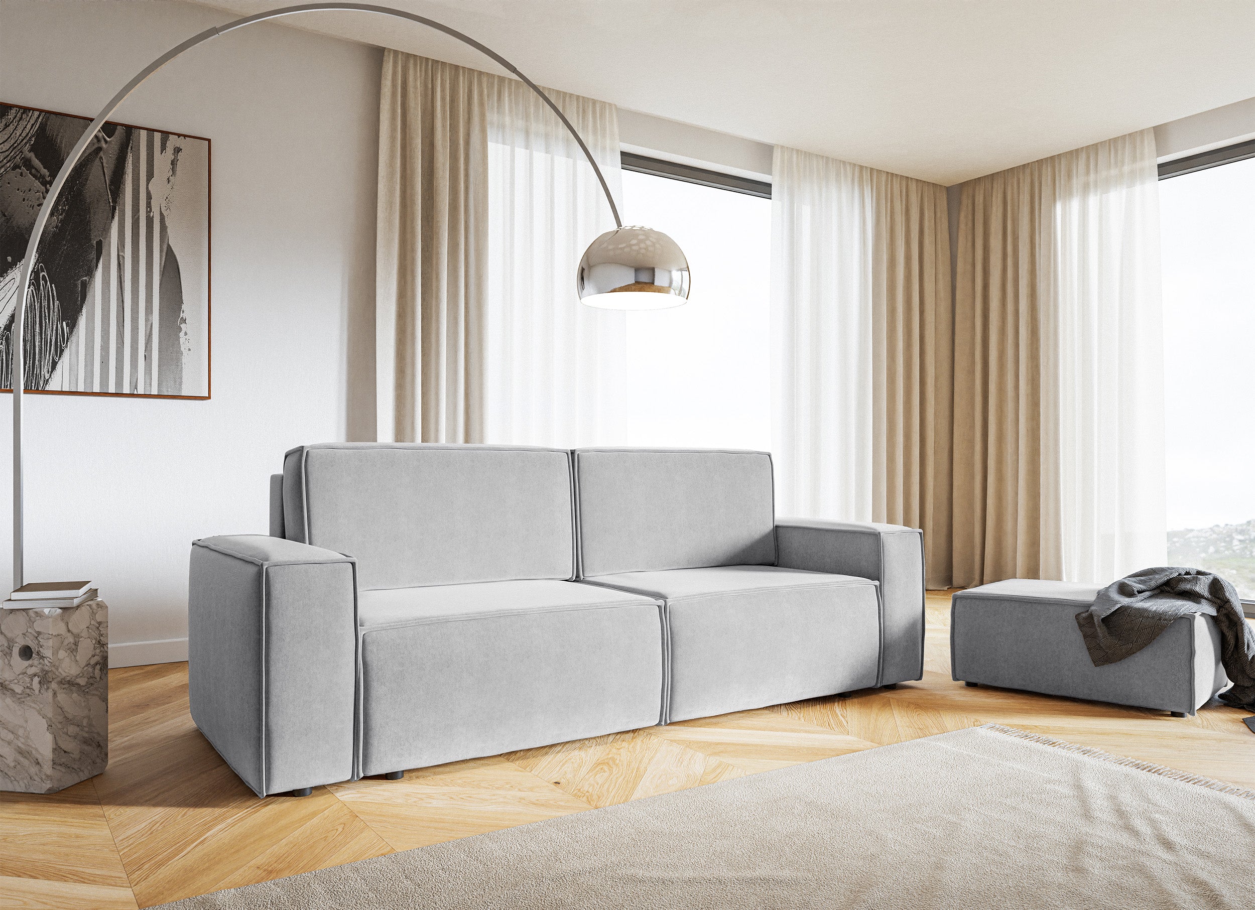 selsey-copertino-dreisitziges-schlafsofa-hellgrauer-velours-wasserabweisend image 3