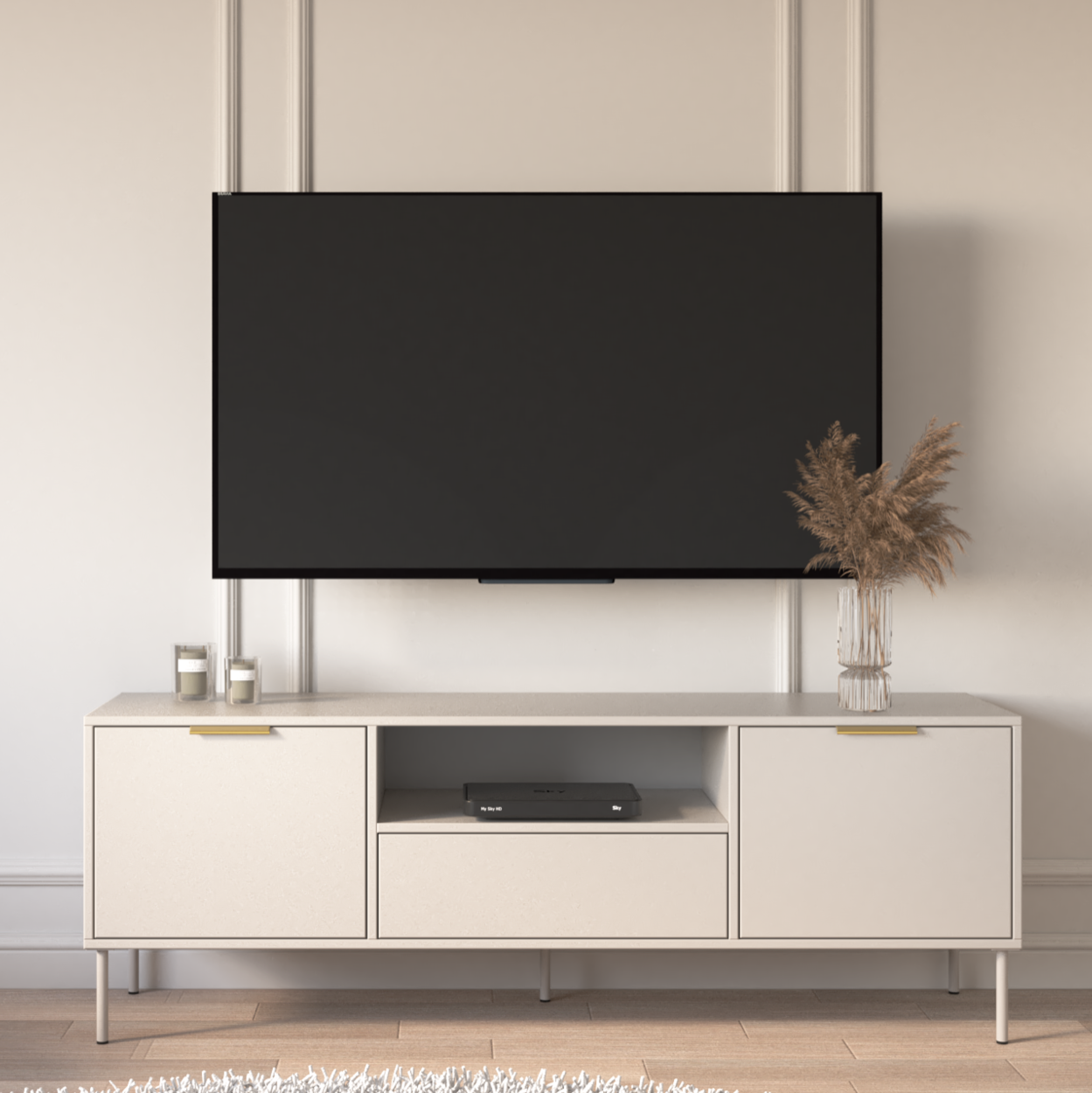 selsey-vena-tv-schrank-160-cm-kaschmir-mit-2-t-ren-schublade-nische image 2