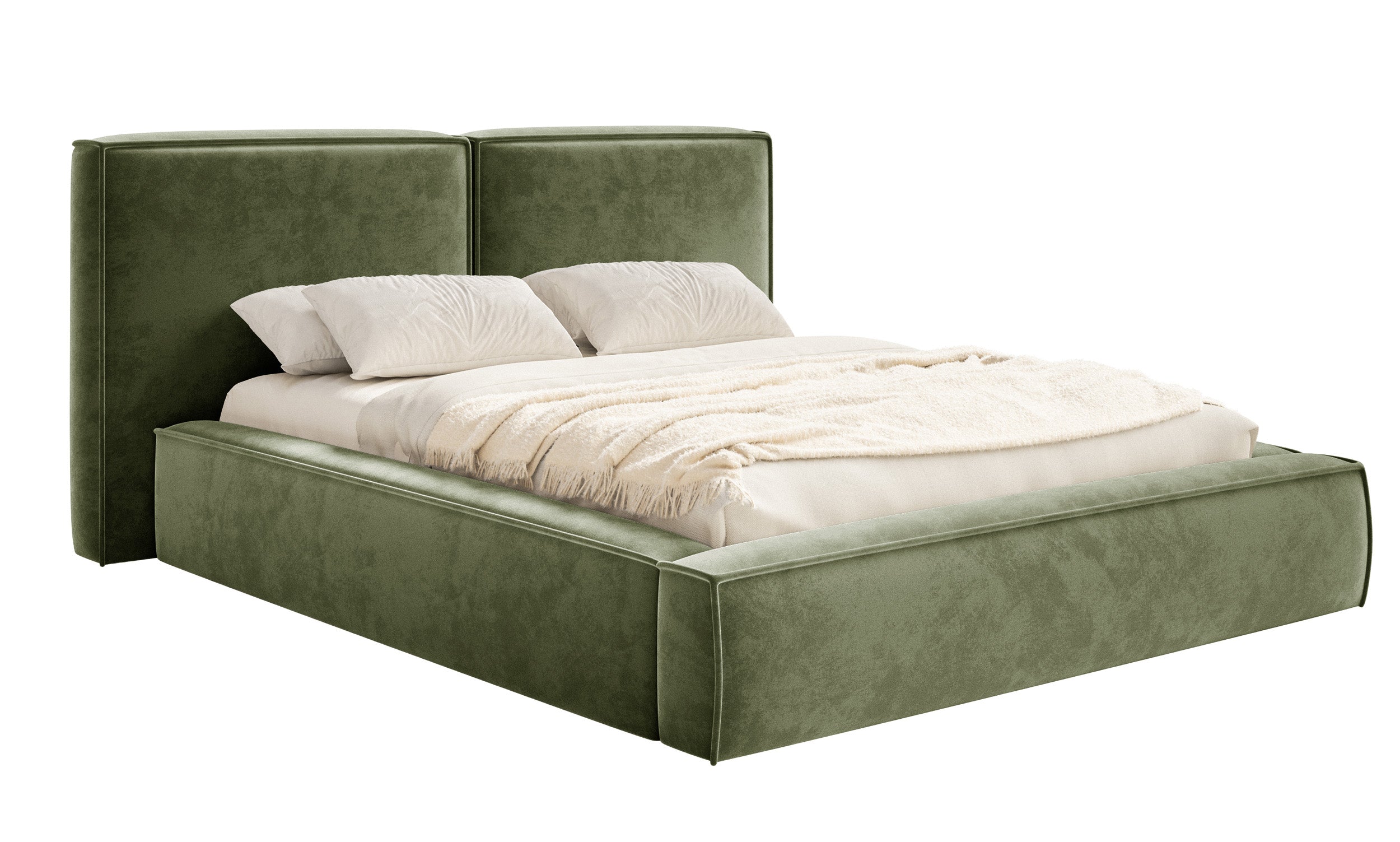 selsey-tilves-polsterbett-200x200-cm-mit-stauraum-olivgr-ner-samt-metallrahmen image 1