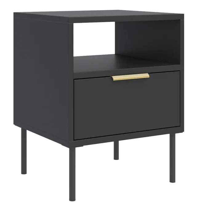selsey-vena-nachttisch-mit-schublade-und-fach-45-cm-schwarz image 1