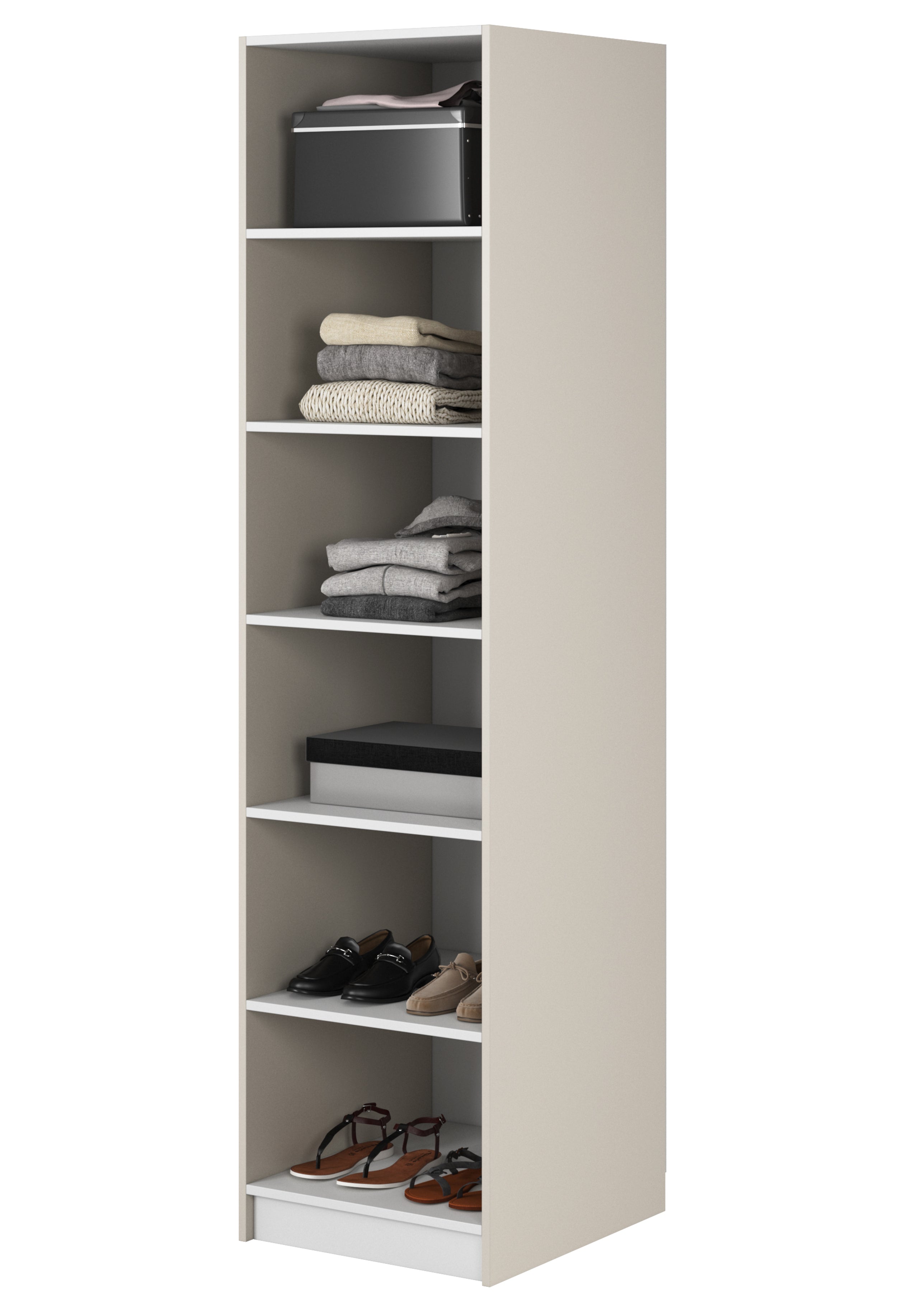 selsey-frame-kleiderschrank-50-cm-eint-rig-mit-regalen-grau-beige image 3