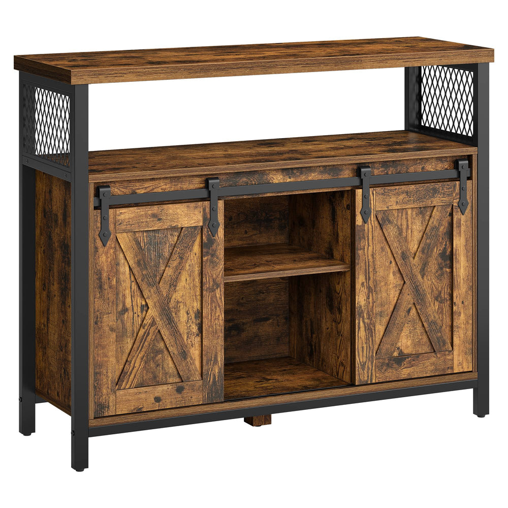 vasagle-sideboard-mit-2-schiebet-ren-sideboard-vintagebraun-schwarz-mit-stahlges image 5
