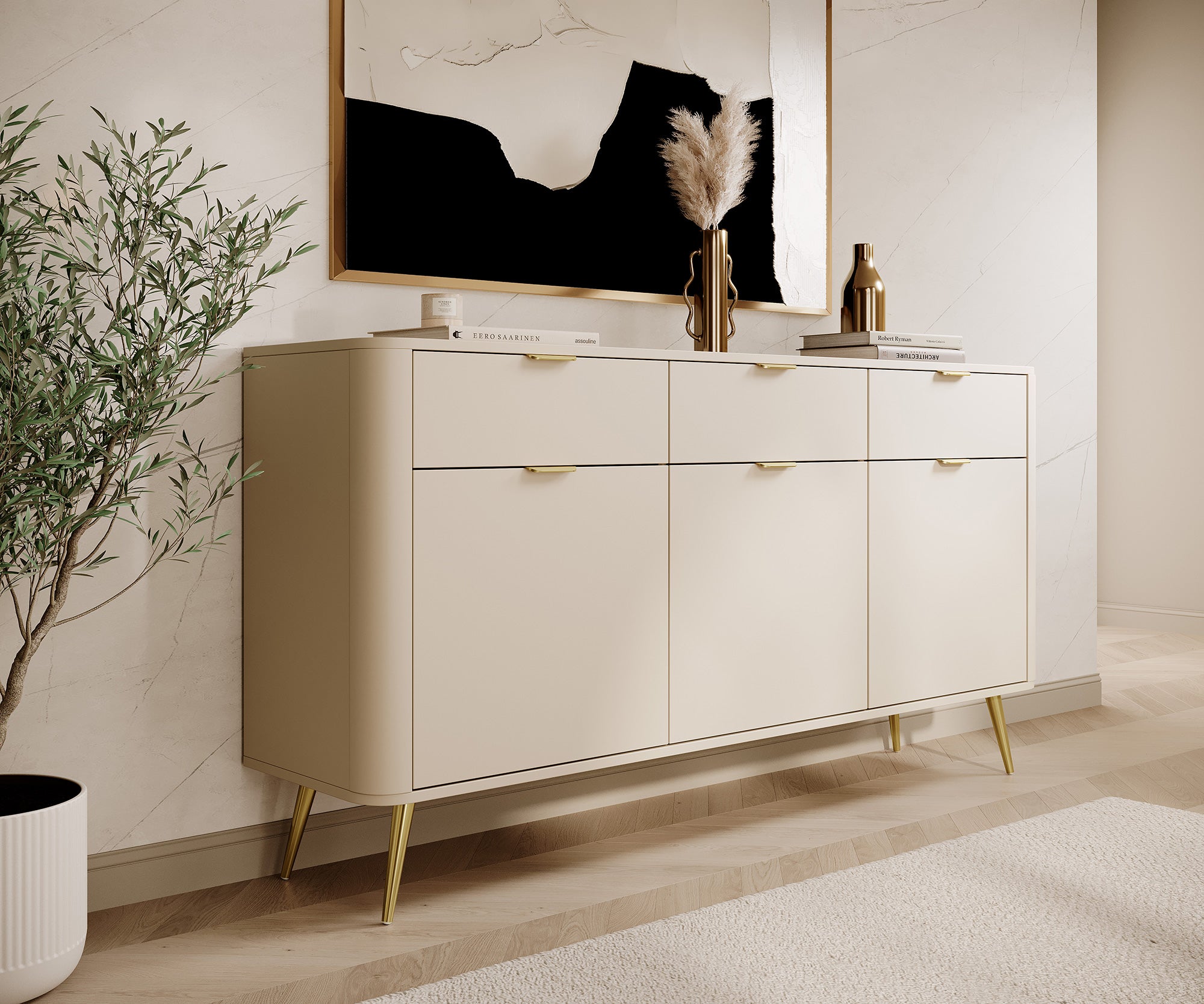 selsey-oval-dreit-rige-kommode-163-5-cm-mit-schubladen-sandbeige image 2