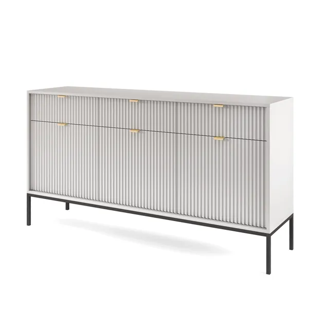 selsey-vellore-dreht-r-kommode-154-cm-grau-gerillte-fronten-goldene-griffe image 1