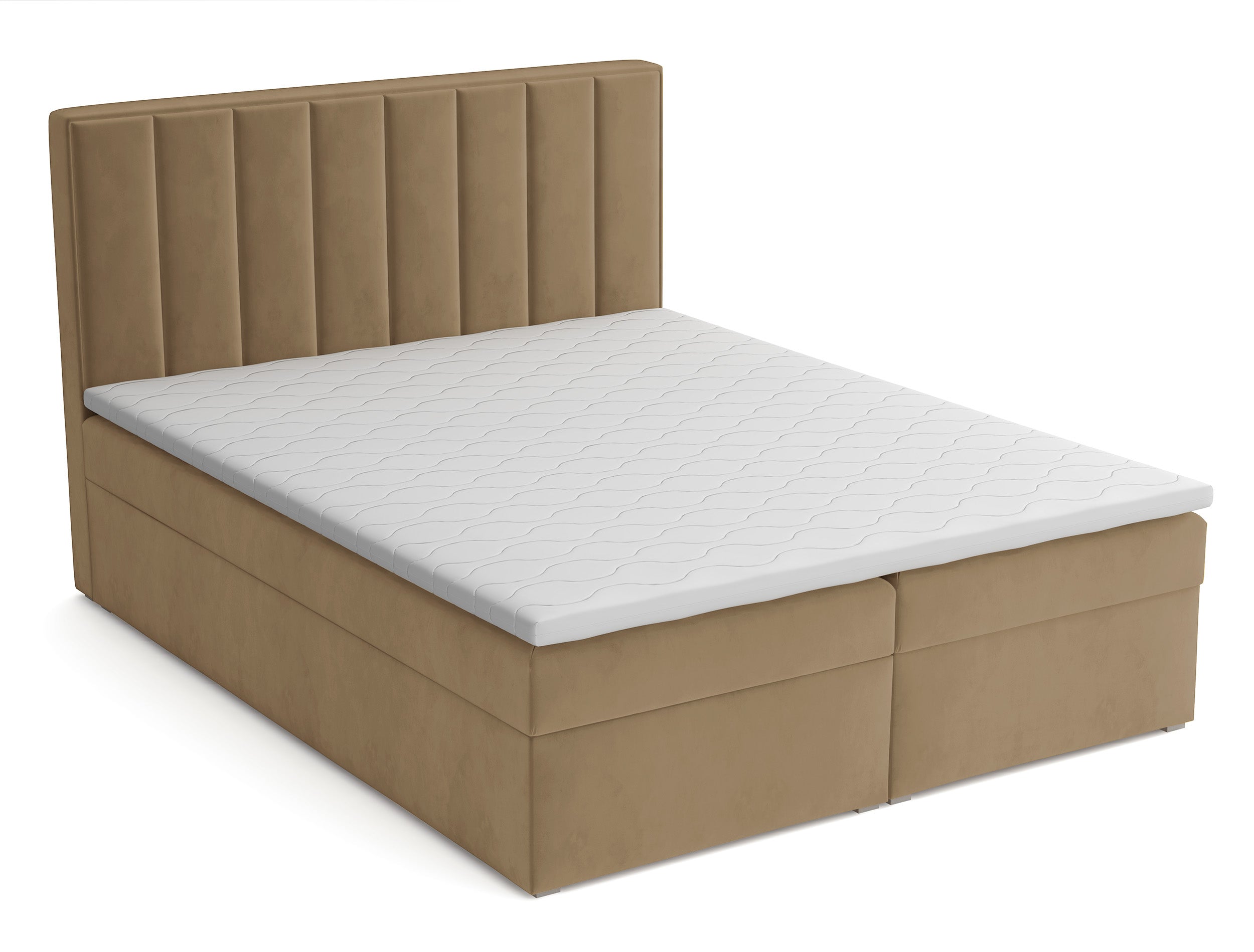 selsey-rinus-kontinentalbett-160x200-cm-beige-samt-mit-stauraum-und-topper image 1
