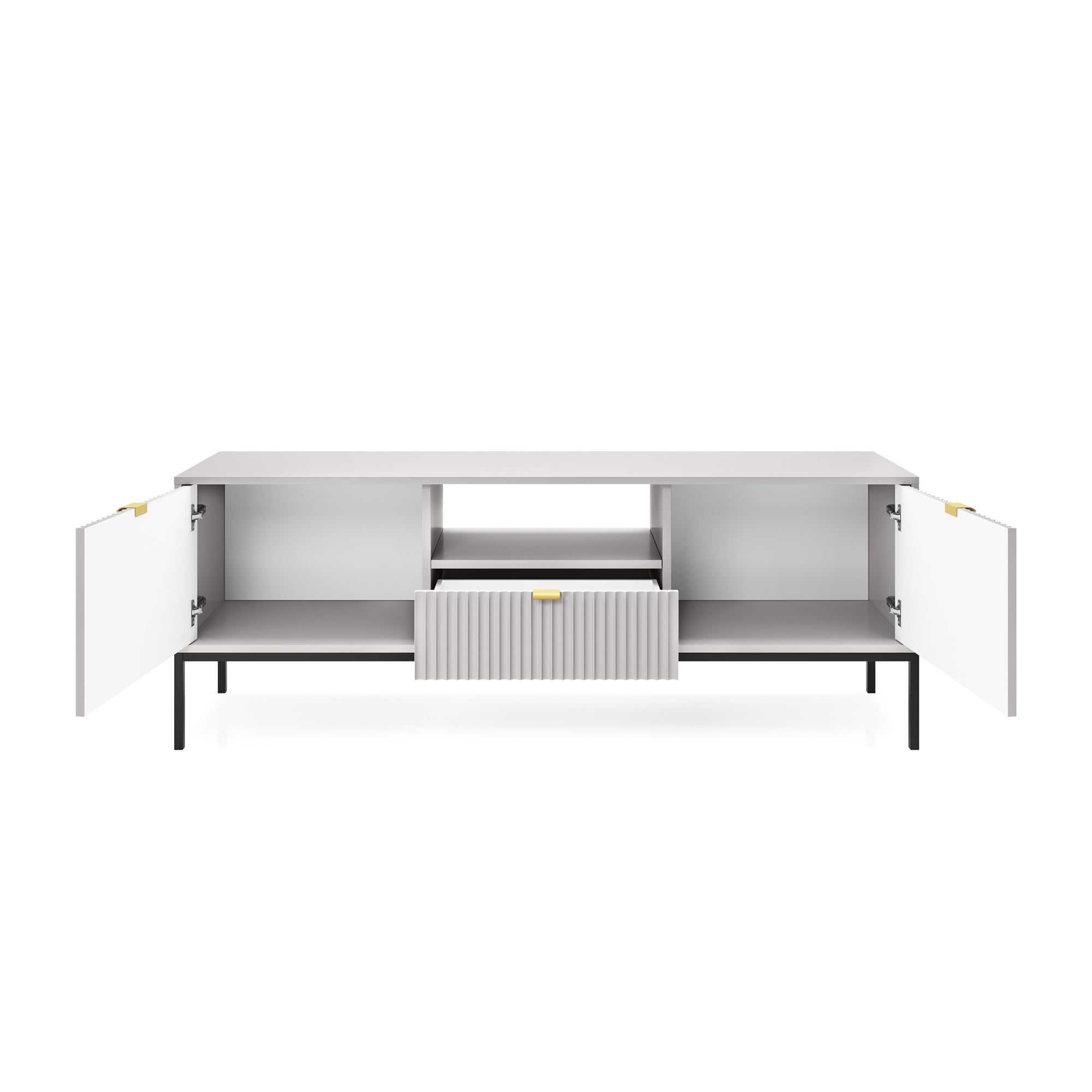 selsey-vellore-tv-schrank-154-cm-grau-mit-geriffelten-fronten-und-goldenen-griff image 5