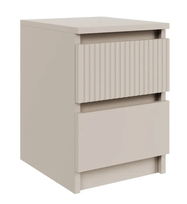 selsey-sandia-nachttisch-30-cm-mit-zwei-schubladen-geriffelte-front-kaschmir image 1