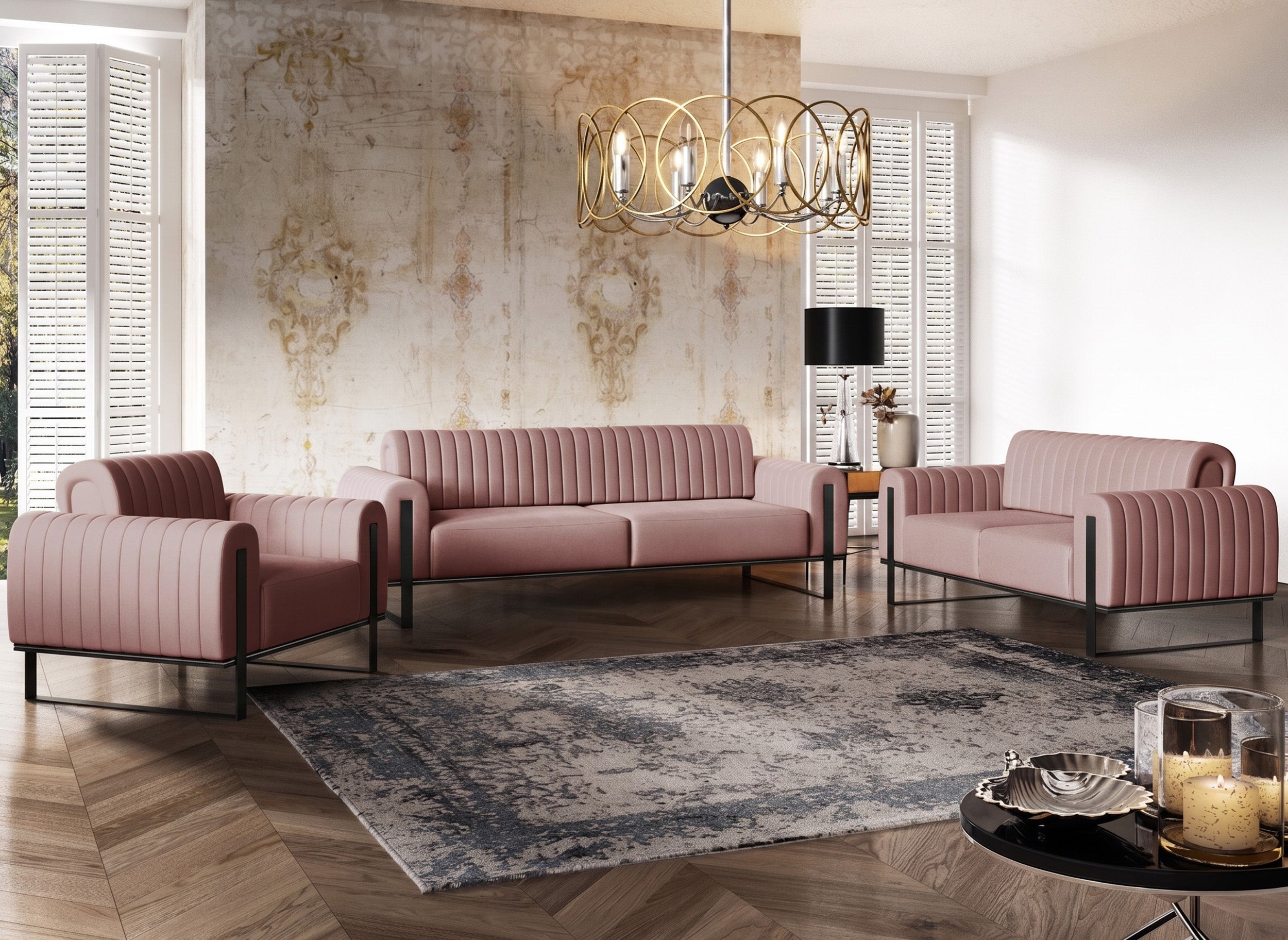 selsey-parissa-dreiersofa-rosa-samt-schwarze-beine image 3