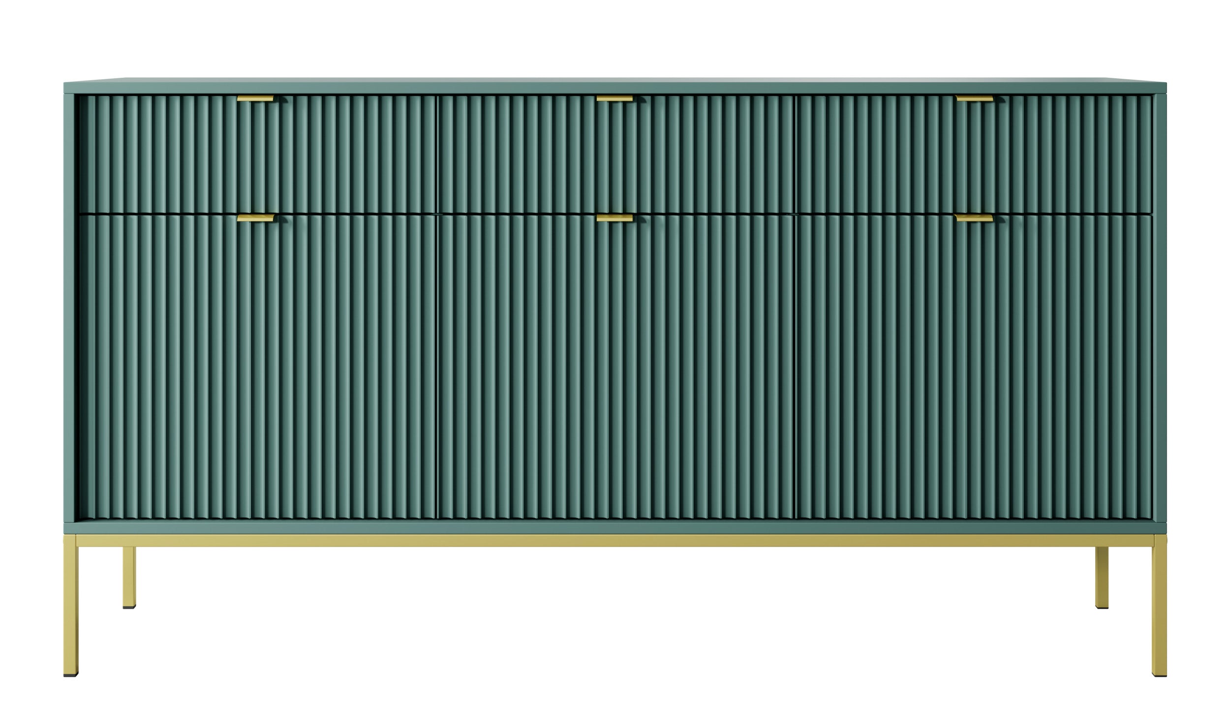 selsey-vellore-dreht-r-kommode-154-cm-gr-n-mit-rillenfronten-goldgriffen image 3