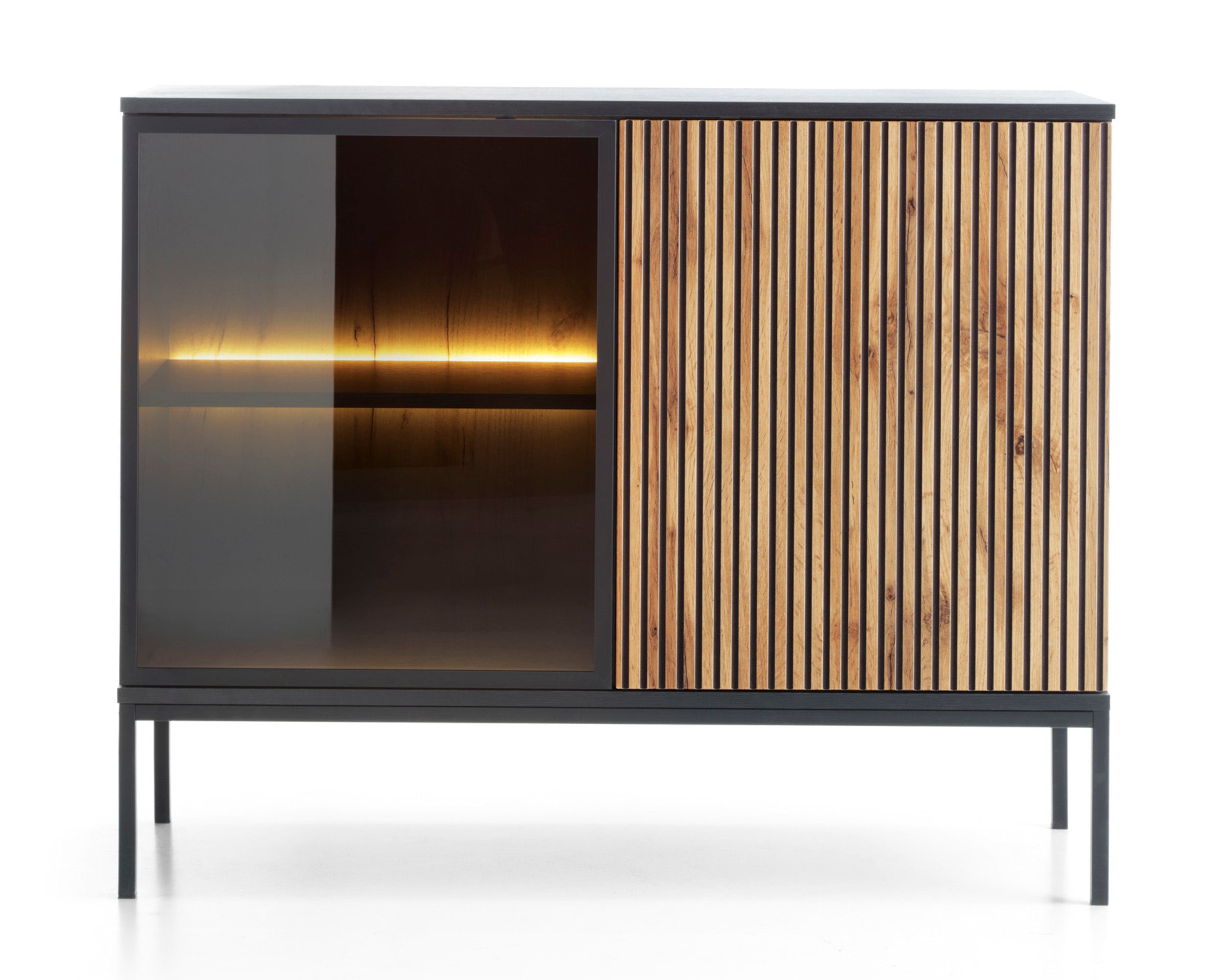 selsey-tosena-kommode-mit-2-t-ren-und-led-beleuchtung-104-cm-schwarz-wotan-eiche image 3