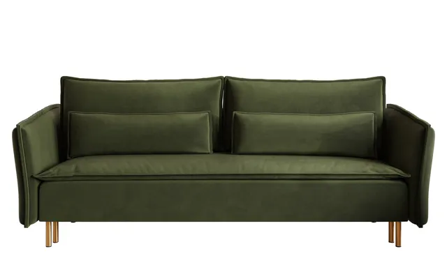 selsey-ummo-3-sitzer-sofa-ausklappbar-olivgr-n-hydrophober-samt-mit-stauraum-gol image 1