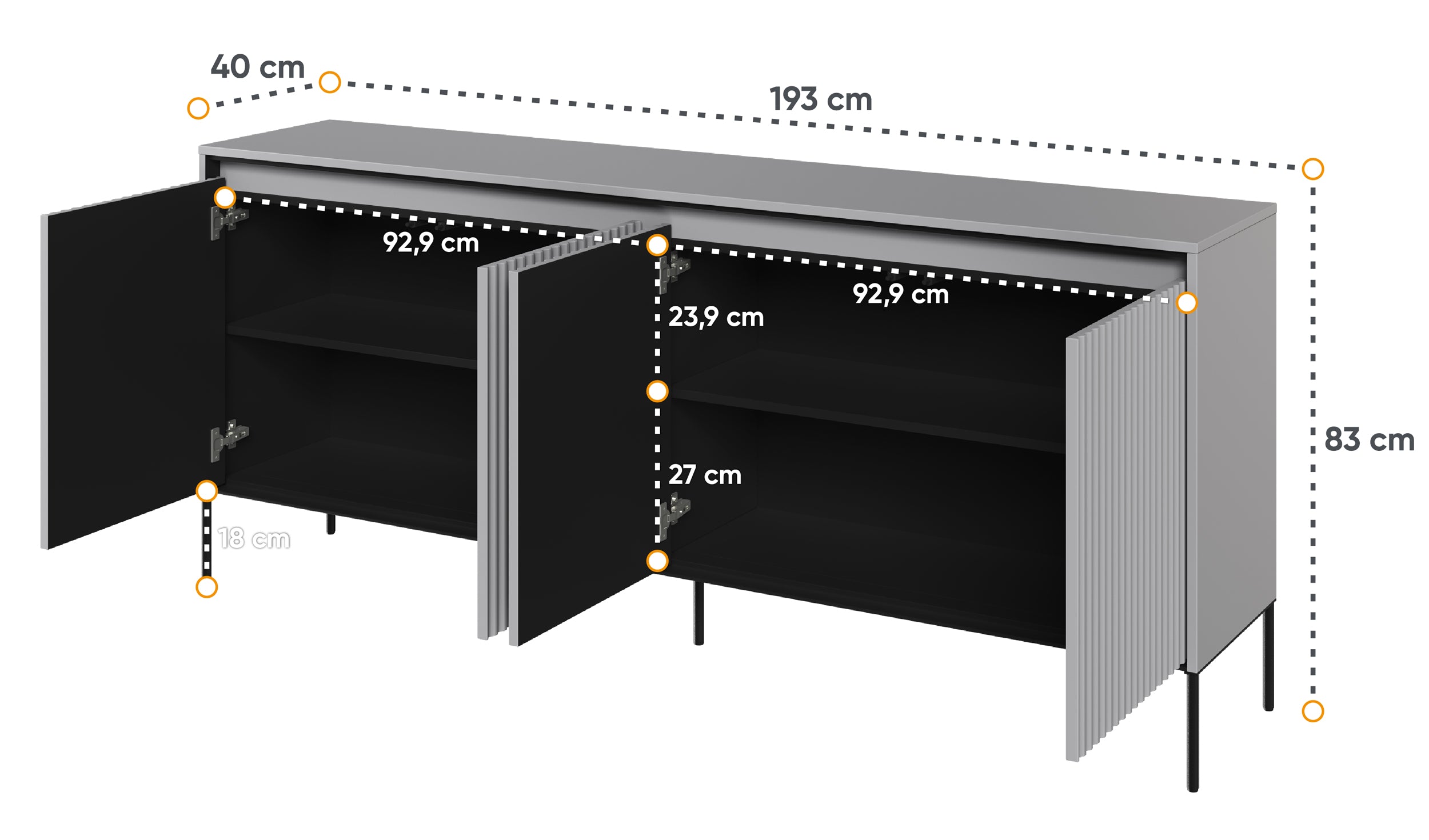 selsey-trend-vier-t-rige-kommode-niedrig-193-cm-mit-led-grau image 5