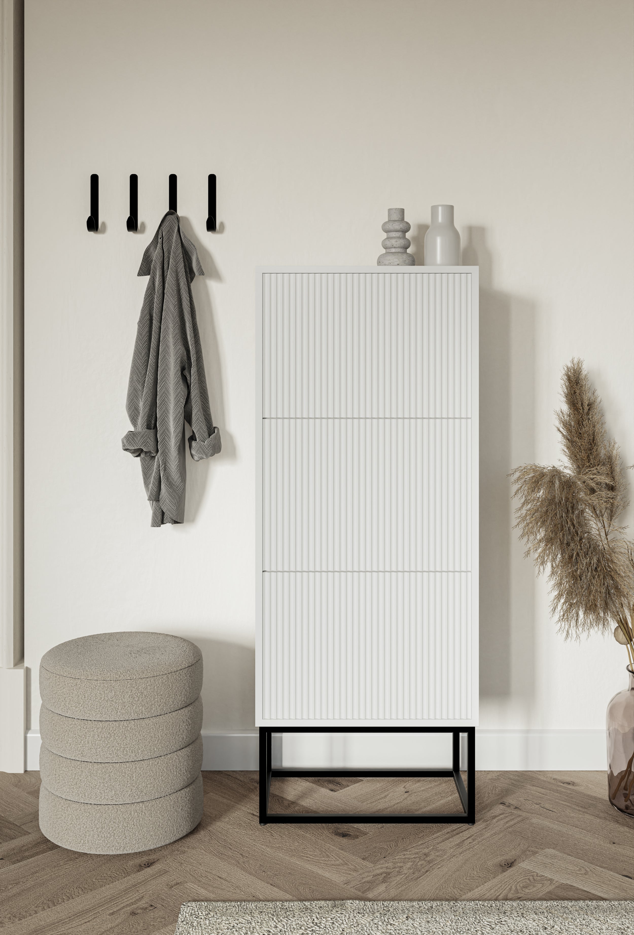 selsey-veldio-schuhschrank-50-cm-wei-mit-schwarzen-beinen-3-f-cher image 3